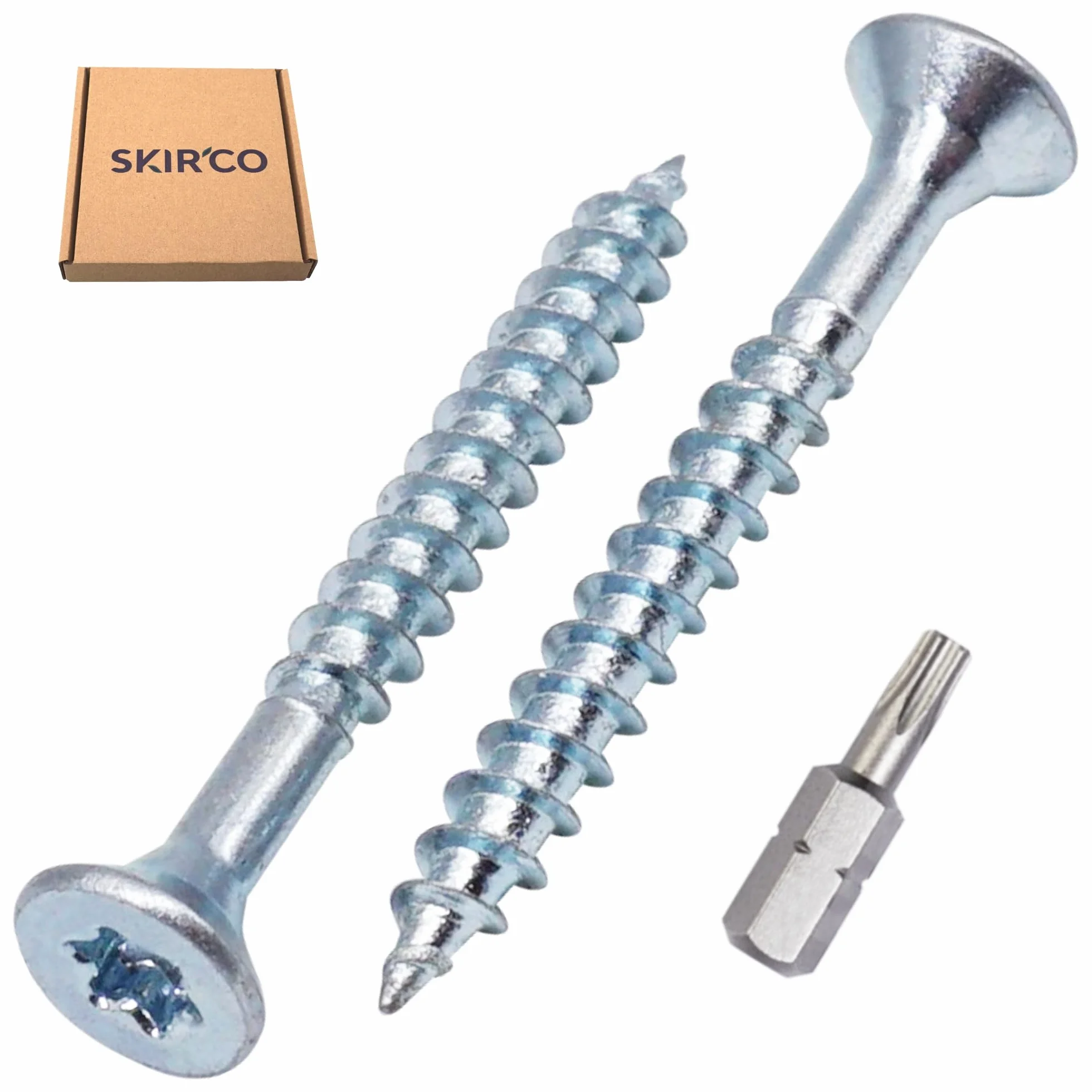 SKIR'CO (50 szt.) Wkręty do drewna ze stali ocynkowanej 4,0 x 35 mm, wkręty z łbem stożkowym Torx, wkręty do płyt wiórowych, częściowo gwintowane