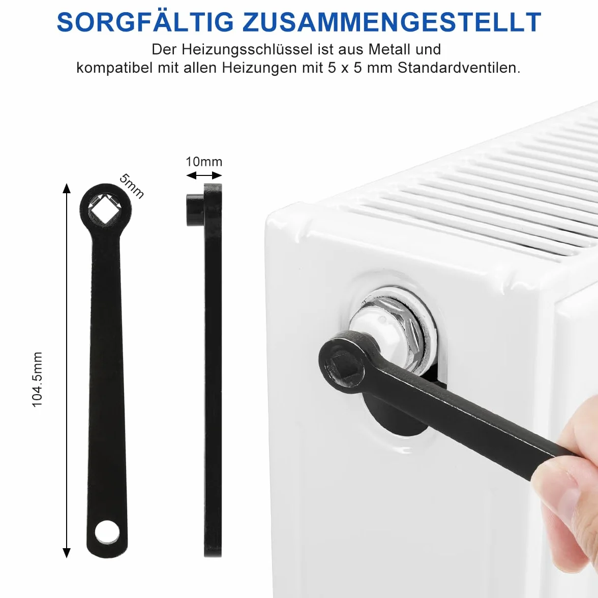 LANMU Szczotka do grzejnika, długość 105 cm, szczotka do grzejników, zestaw szczotek do czyszczenia grzejników (w zestawie klucz odpowietrzający i 2 szt. zmywalne pokrowce)