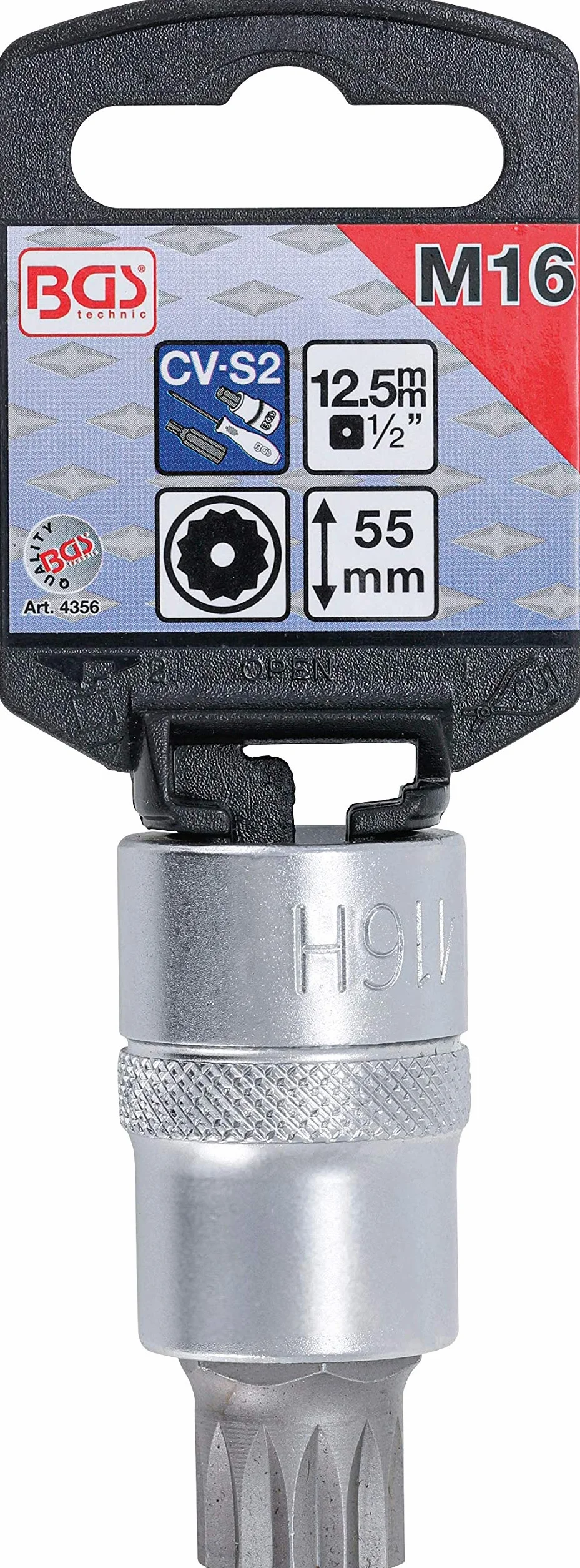 BGS 4356 | Nasadka do bitów | 12,5 mm (1/2") | gniazdo wielokątne (do XZN) z otworem M16
