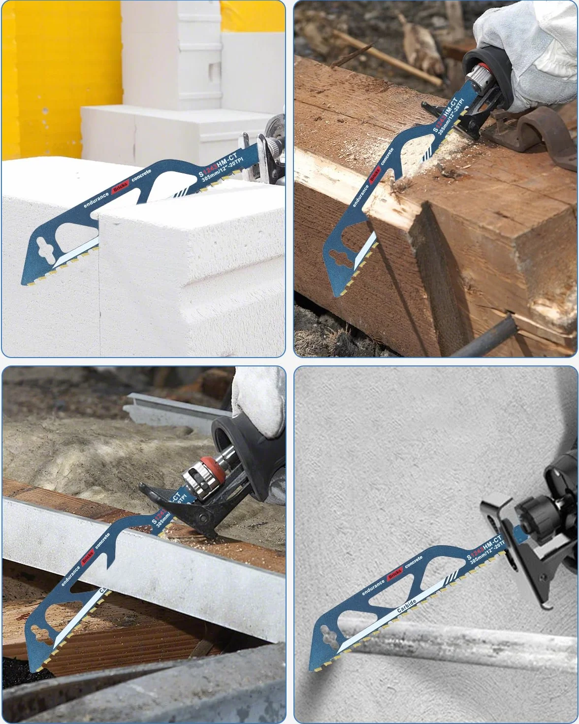 Brzeszczot do piły szablastej 305 mm, Piła szablasta Parkside do drewna, metalu, blok do betonu komórkowego i cegieł, brzeszczot pił szablastych długość S1243HM