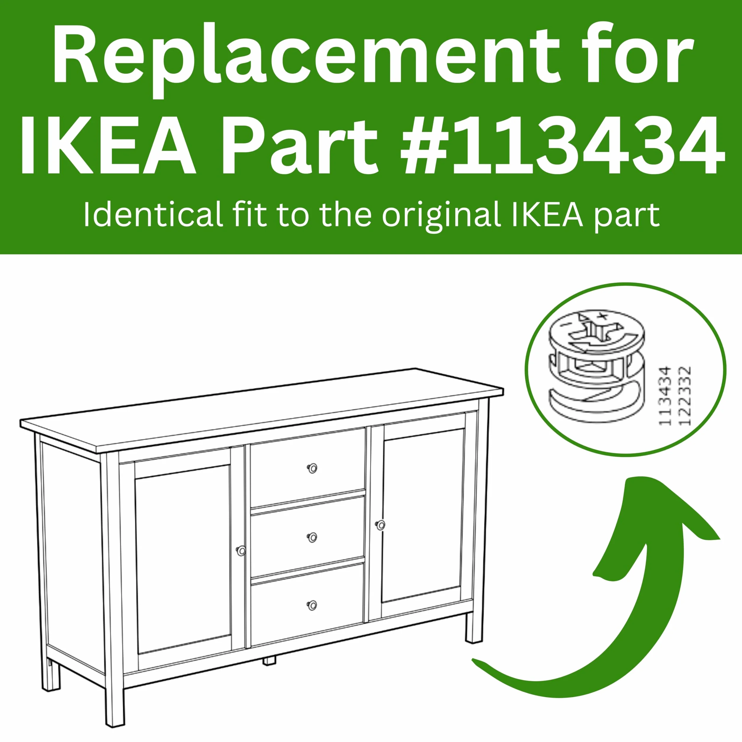 Spare Hardware Parts Nakrętka krzywkowa 18 mm | zamiennik do części IKEA # 113434 | opakowanie 10 sztuk