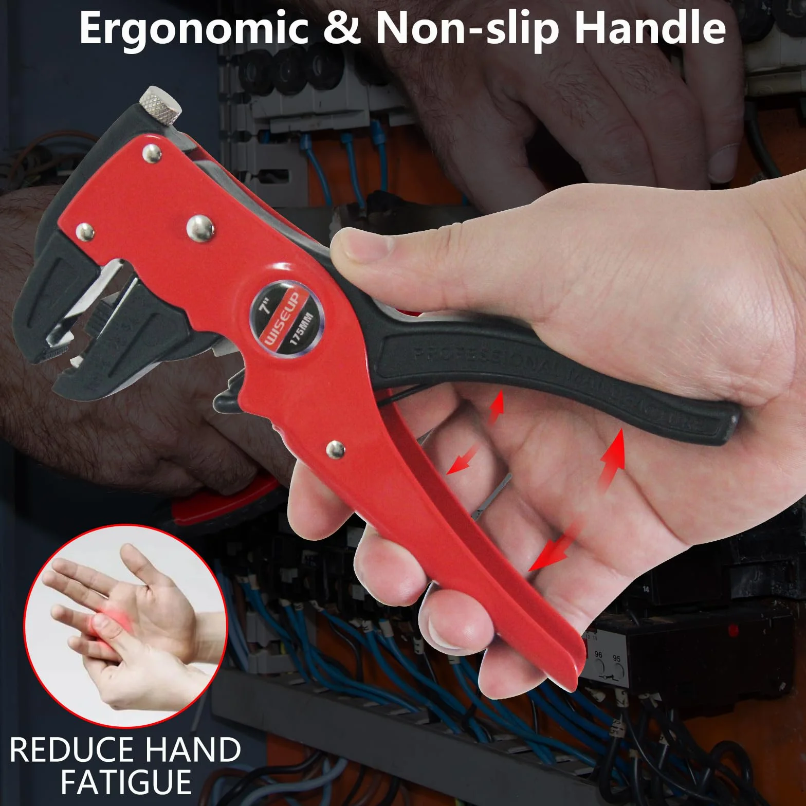 WISEUP Automatyczne narzędzie do szybkiego ściągania izolacji i obcinacze do drutu i kabli elektrycznych, szczypce orła (18 cm)