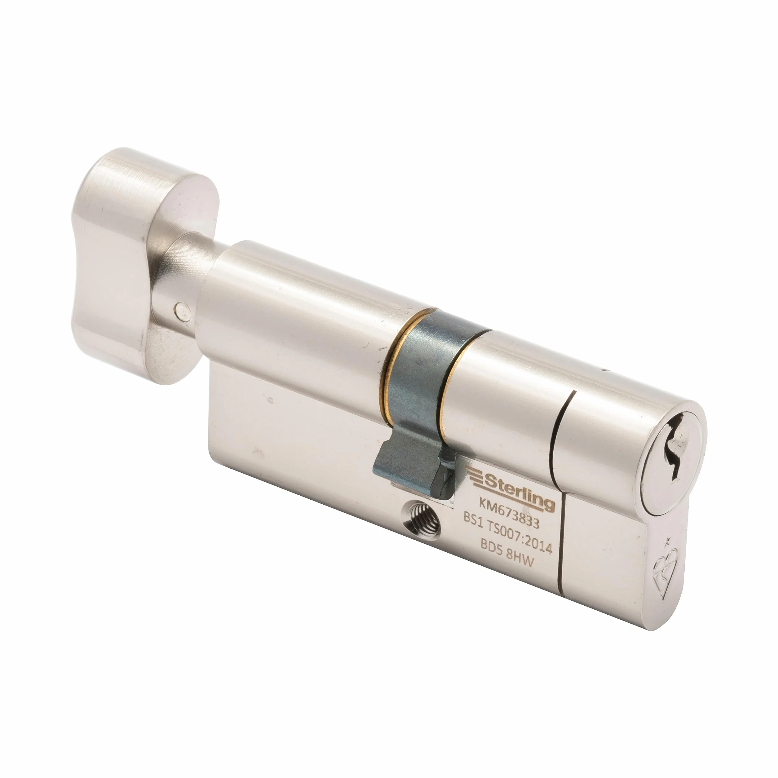Sterling Int Ext BS1 ETN cylinder z gałką, satynowany nikiel, wewnątrz 35 mm, na zewnątrz 35 mm (łącznie 70 mm)