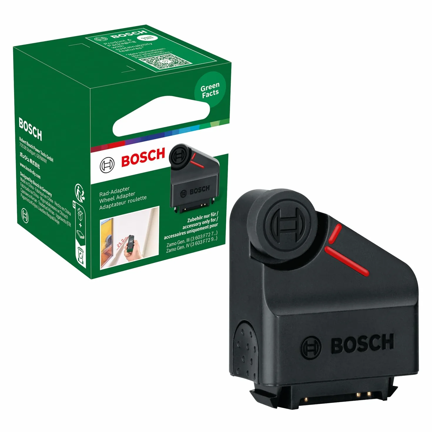 Bosch Adapter koło pomiarowe do dalmierza laserowego Zamo (osprzęt do modelu Zamo 4. generacji, umożliwia szybki i łatwy pomiar powierzchni wklęsłych i wypukłych oraz odległości, opakowanie kartonowe)
