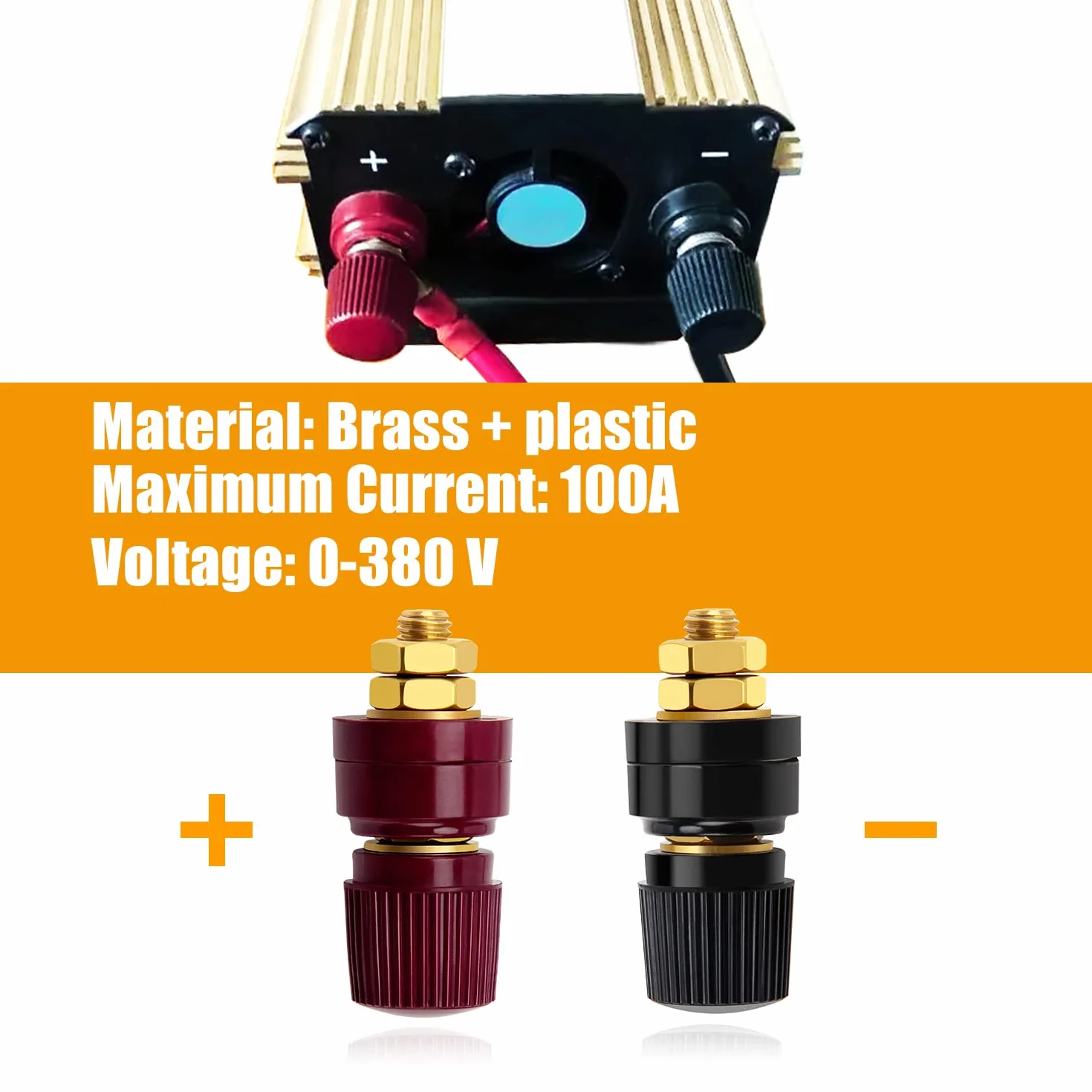 VooGenzek 4 Sztuk M6 Terminal Binding Post, 333 Typ Mosiężny Słupek Zaciskowy, Zacisk Słupka Zasilania, 0V-380V 100A