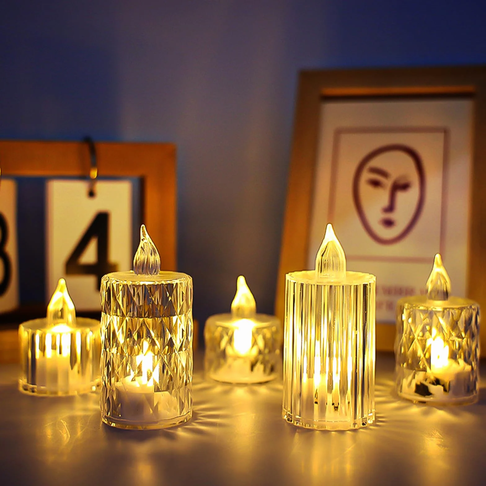 Ronoza 3 sztuki świeczek LED typu tealight, bez płomienia, ciepła biel, świece wotywne LED, dekoracja walentynkowa, ślubna, dekoracja imprez (S-M-L)