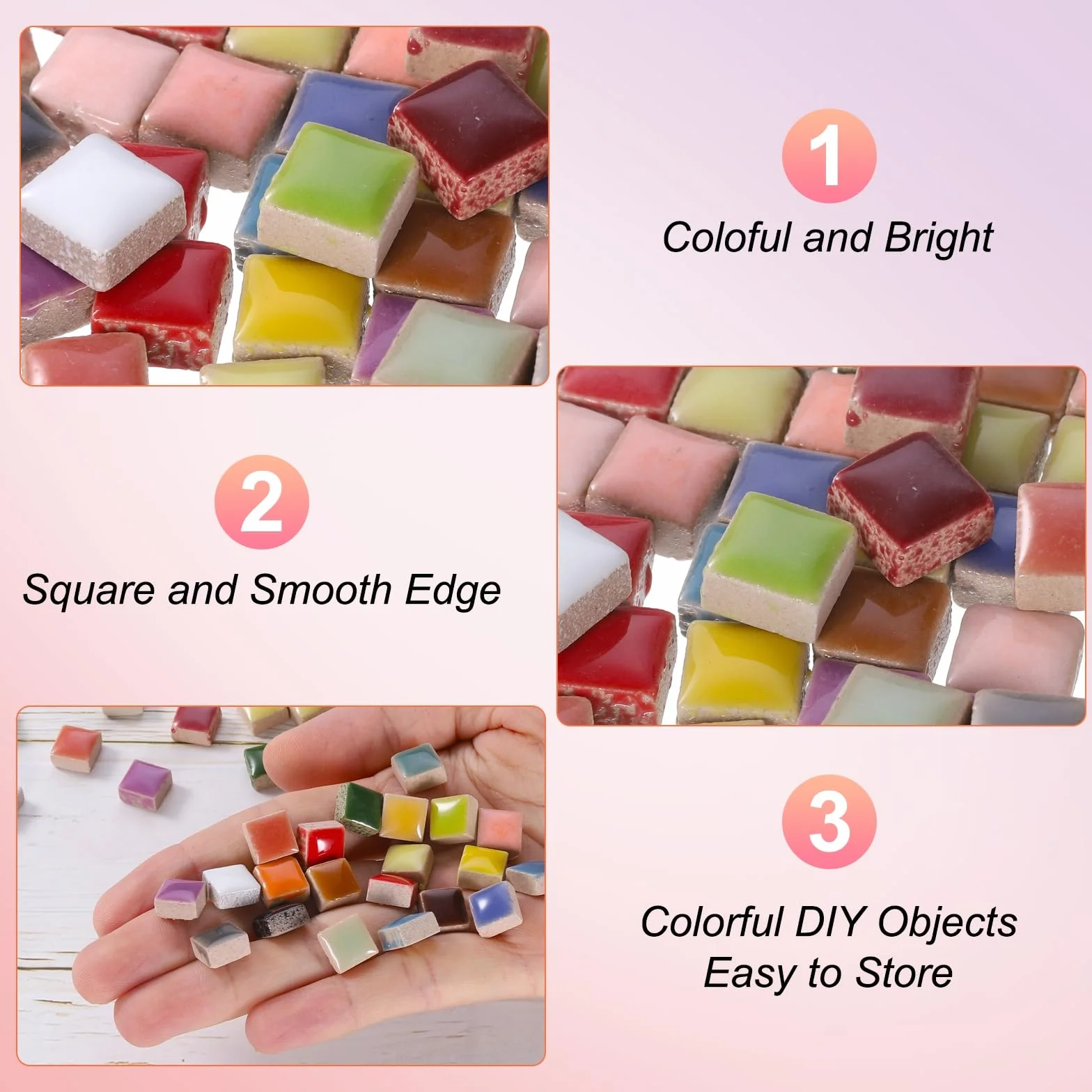 Kolorowe płytki ceramiczne mozaikowe 1x1 cm czarno-białe 100 g do DIY
