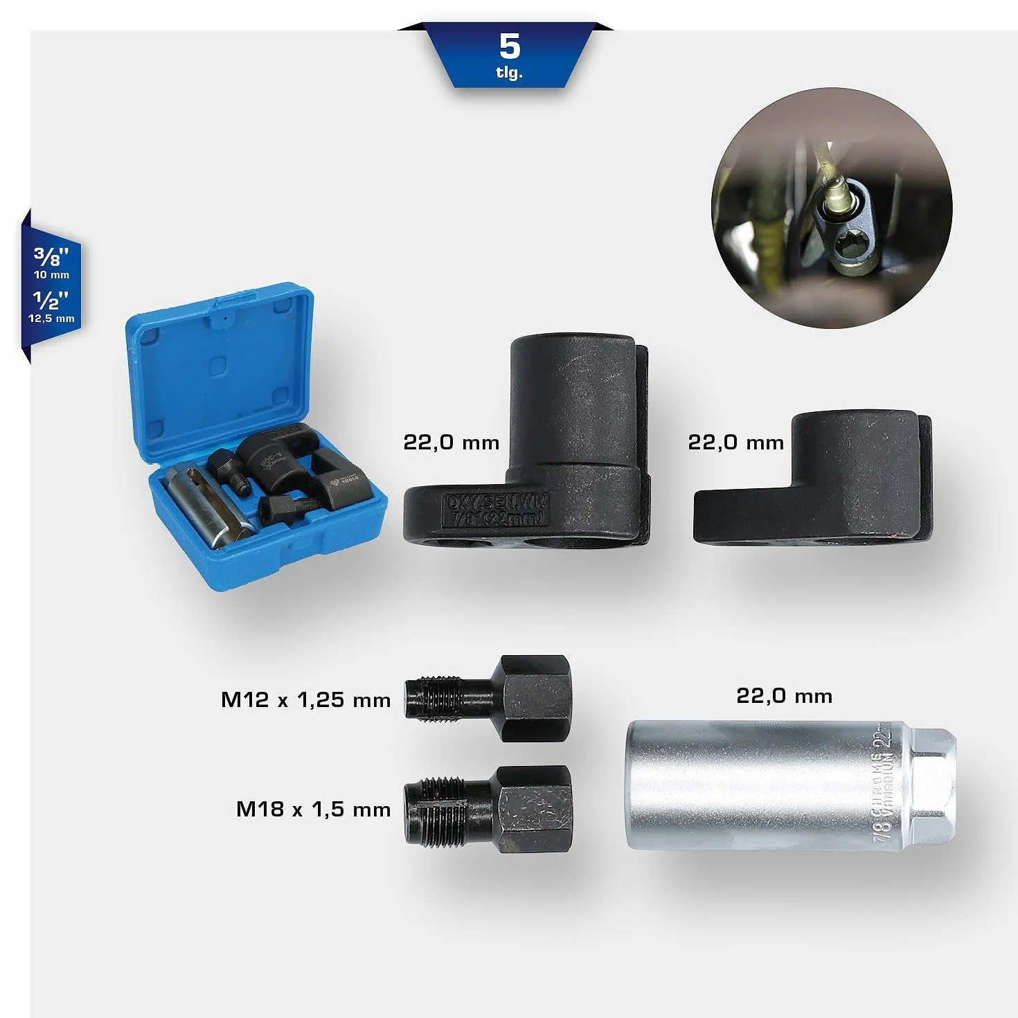 BRILLIANT TOOLS BT601000 Zestaw nasadek do sond lambda 5-szt