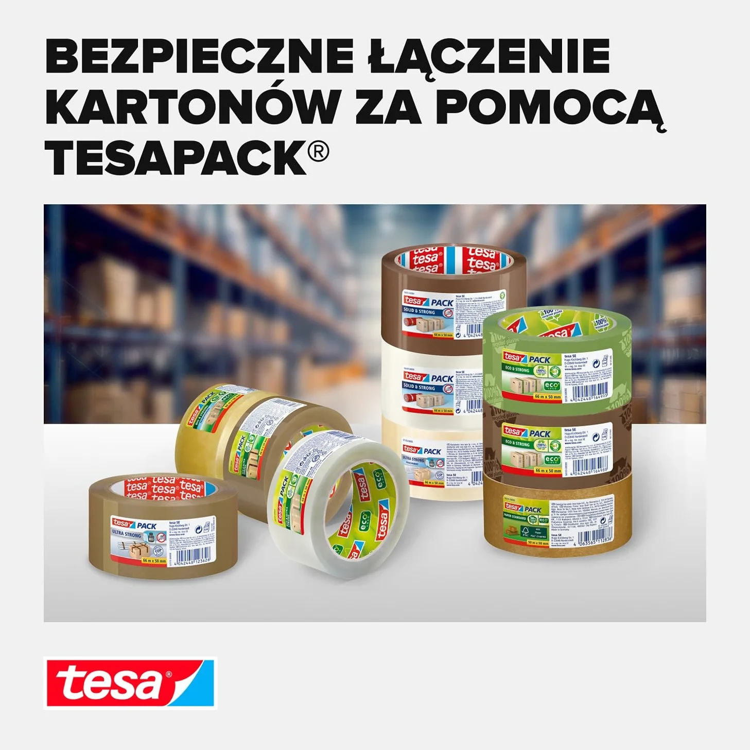 tesapack Ultra Strong - Taśmy samoprzylepne PVC do stabilnego pakowania i bezpiecznego wiązania - Brązowe - 66 mx 50 mm 1 rolka