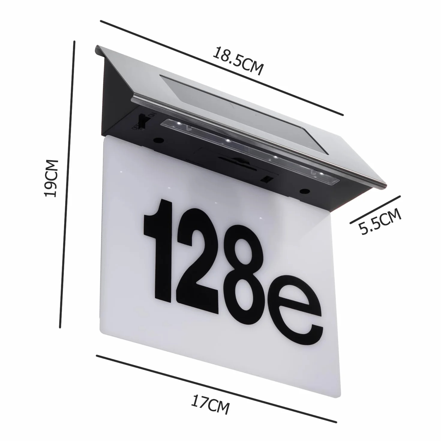 Maclean MCE423 Solarna Lampa LED z Numerem Domu, IP44, 1W, 60lm, 6000K, Akumulator 600 mAh, 2,5V DC 70mA