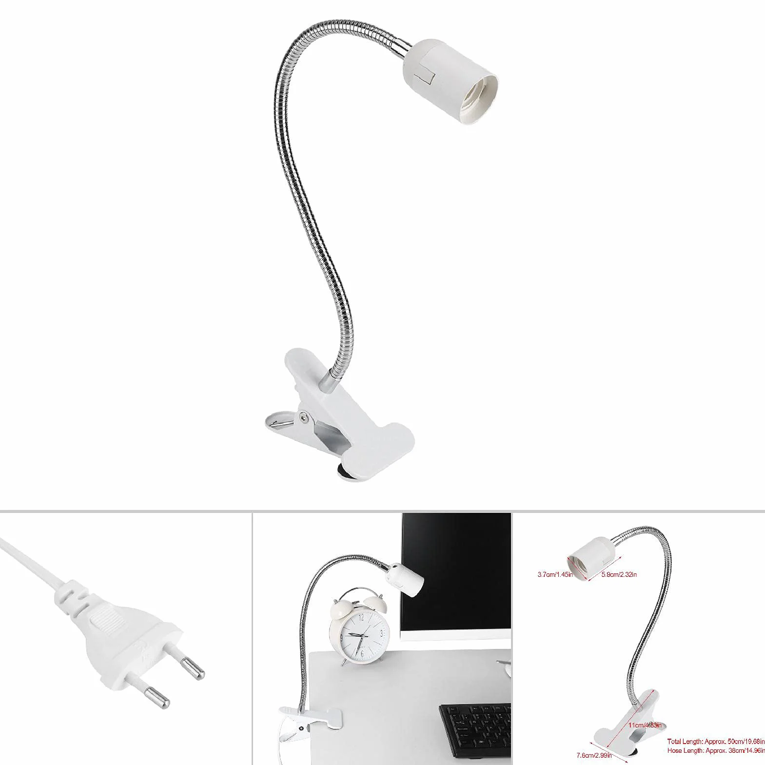 Lampa Zaciskowa, 2 Rodzaje Regulowanego Uchwytu LED E27 Klips do Tatuażu Swisted Lampa Stołowa o 360 Stopni Wtyczka Unijna 110-240V Lder z Zaciskami Biurka