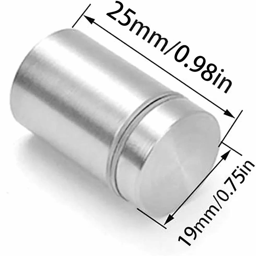 10 szt. 19 x 25 mm srebrne gwoździe reklamowe ze stali nierdzewnej, śruba mocująca do szkła, uchwyt mocujący szyldy, śruby dystansowe z wydrążoną płytą akrylową, zacisk mocujący do znaków (ze śrubami i gumową zatyczką)