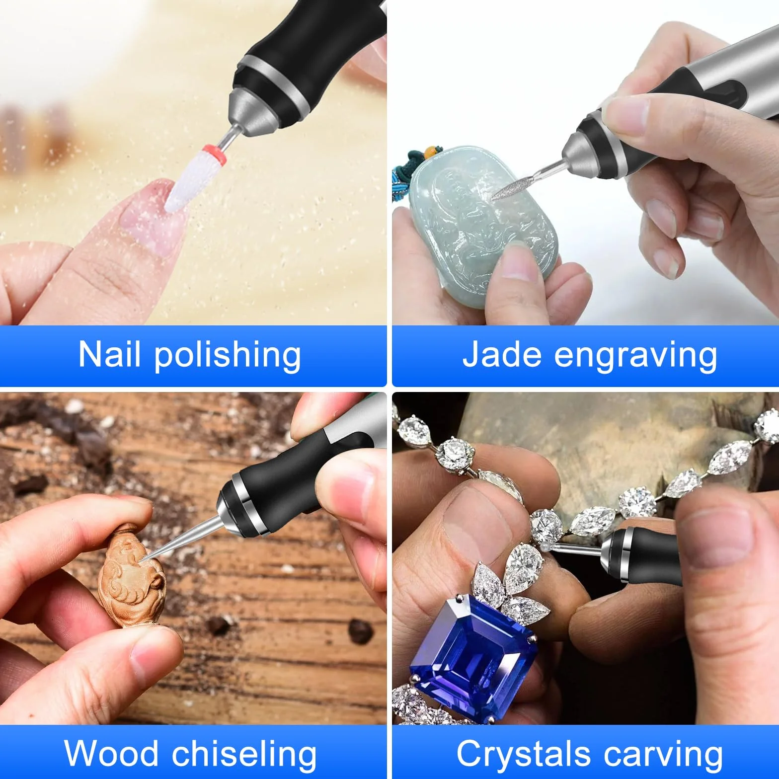 Euakee USB Ładowany długopis do grawerowania, Mini grawer elektryczny DIY bezprzewodowe narzędzia obrotowe, przenośne narzędzie do grawerowania do biżuterii z drewna metalu kamienia tworzywo sztuczne