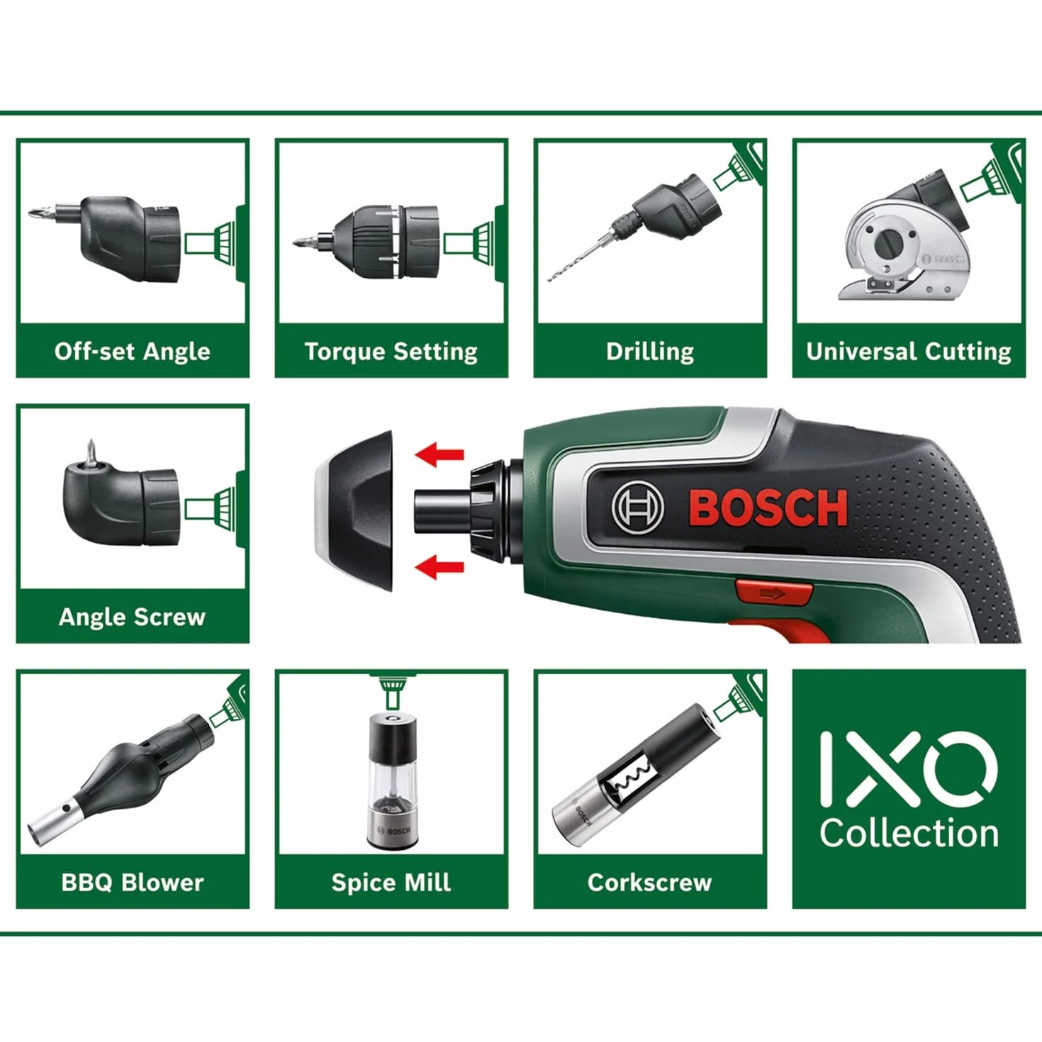 Bosch Home and Garden 1600A001Y8 Przystawka Kątowa do Zastosowań Domowych i Ogrodowych, do IXO