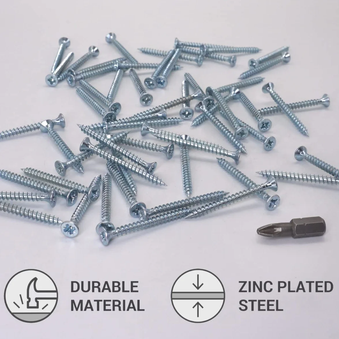 SKIR'CO (opakowanie 100 szt.) stal ocynkowana 3,5 x 40 mm srebrne śruby do drewna, Pozidriv z łbem stożkowym, śruby do płyt wiórowych, PZ w pełni gwintowane (100, 3,5 x 40 mm)