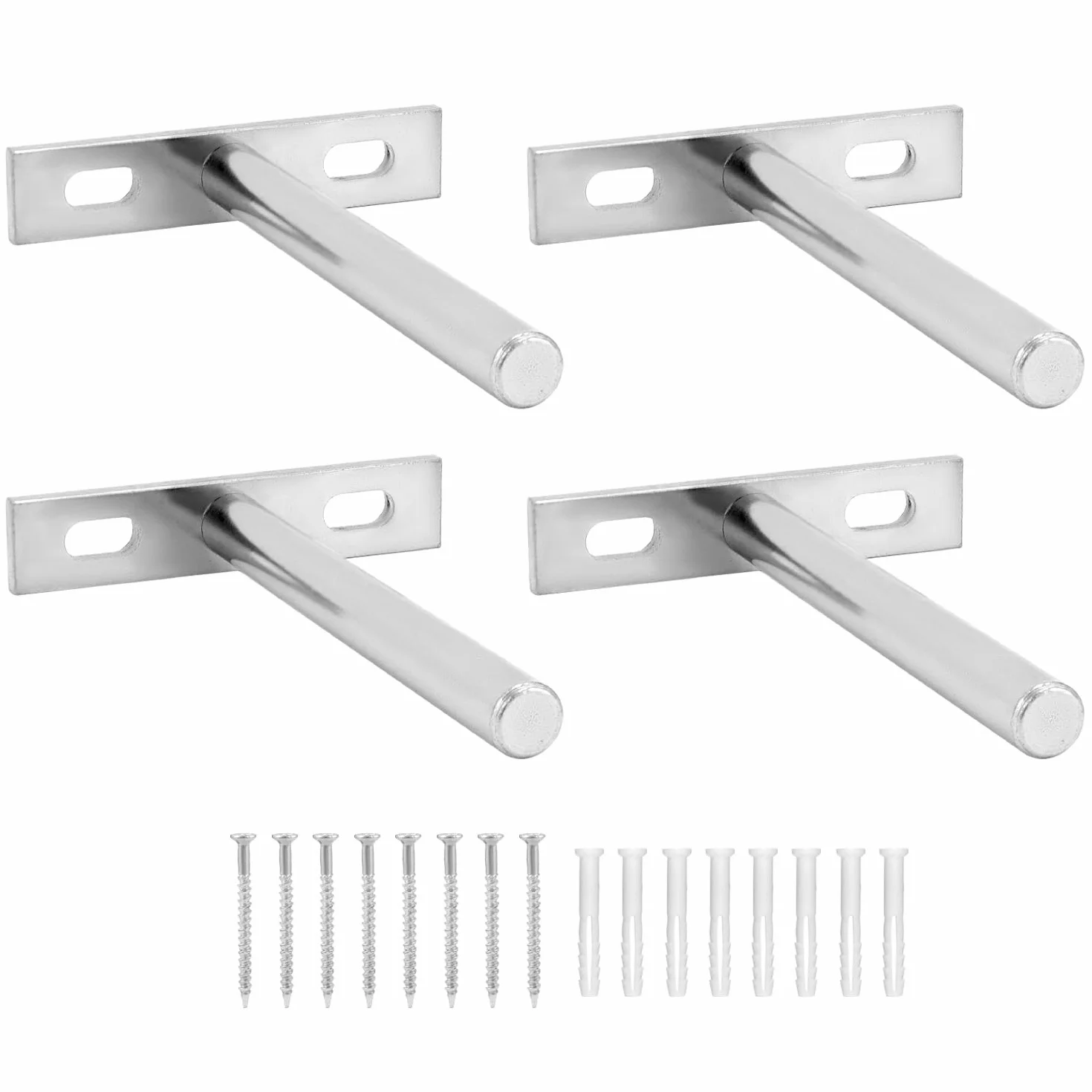 QWORK® 4 szt. Niewidoczne wsporniki półki 100mm Pływające wsporniki półki ze śrubami i kotwami do montażu ściennego Meble gabinetowe