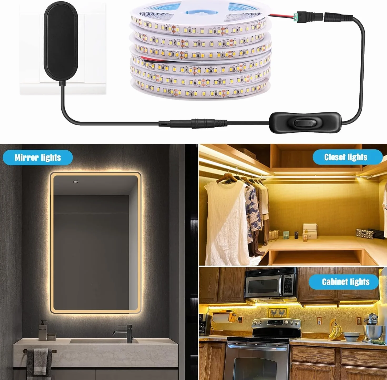 Przełącznik liniowy Dc 12 V, 5 szt. Włącznika/wyłącznika taśmy LED Włącznik/wyłącznik Dc Jack (5,5 x 2,1 mm) z kablem Złącza męskie na żeńskie do taśmy LED, Złącza zasilacza prądu stałego