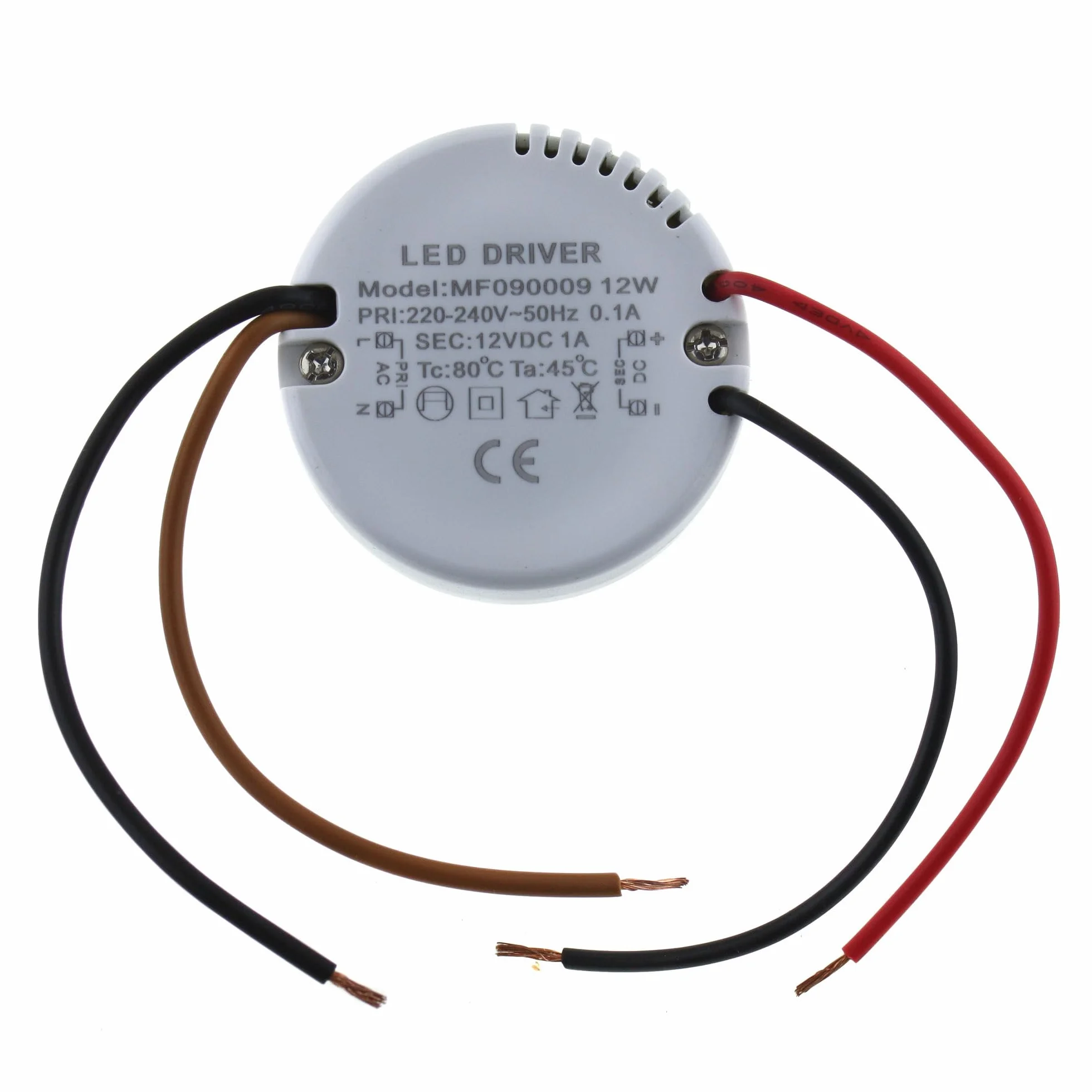 SeKi Zasilacz podtynkowy okrągły 12 V 12 W / 1 A A zasilacz LED sterownik transformator statecznik - Ø x wys. 55 x 23 mm pasuje do puszek podtynkowych