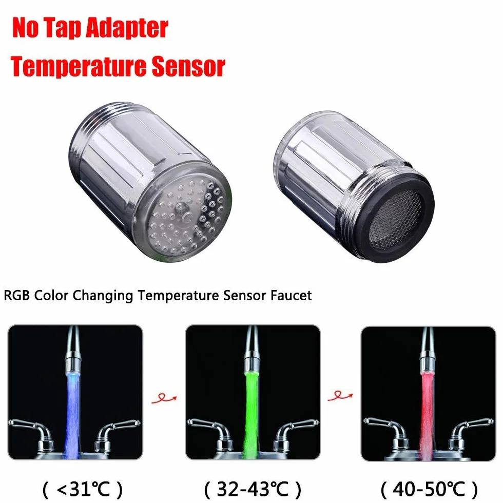 Bateria wodna LED RGB z czujnikiem temperatury, inteligentna regulacja, kran kuchenny