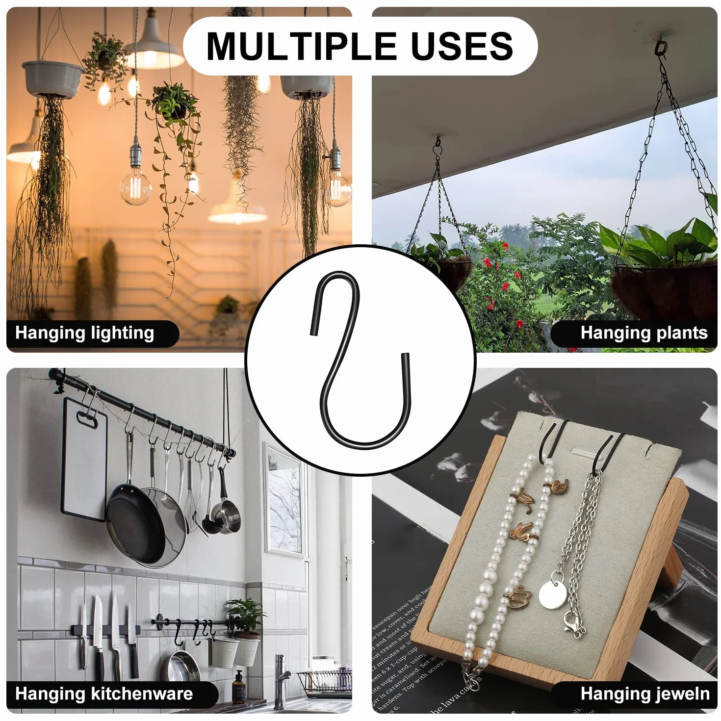 120 sztuk 2,5 cm Haczyki Mini s, s Hooks Small Male Haczyki Kuchenne Metalowe Haczyki Ozdobne Mini do Rzemiosla Bizuterii Wiszace Rosliny Doniczkowe (Czarne)