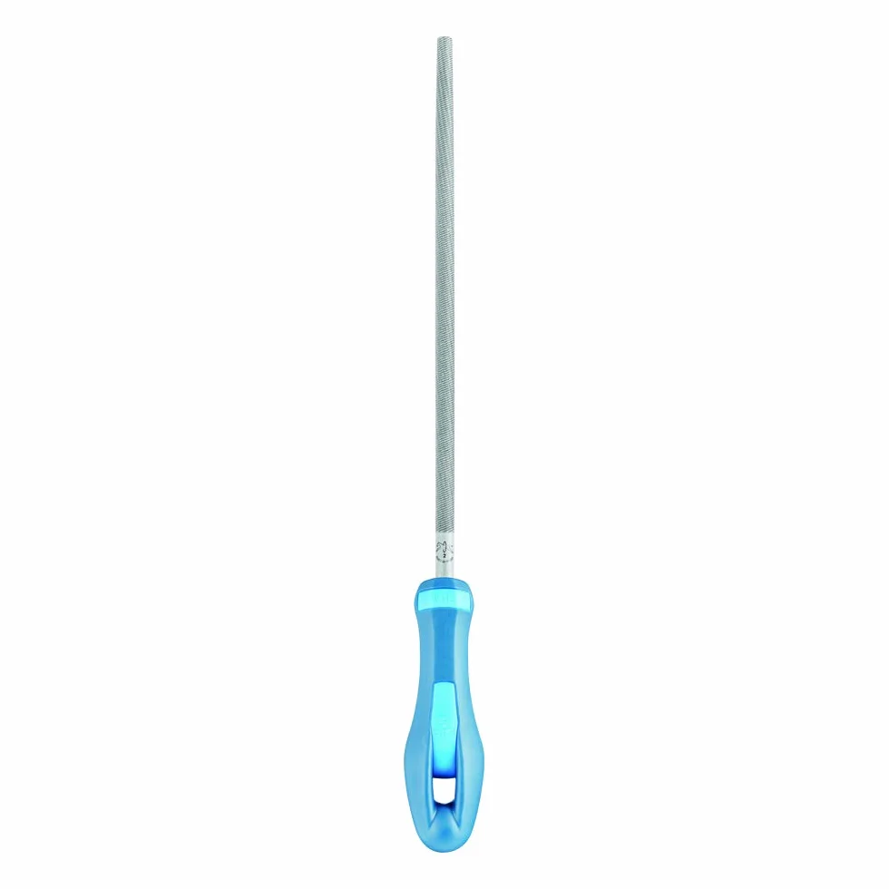 PFERD Pilnik warsztatowy okrągły, 200 mm, okrągły pilnik, nacięcie krzyżowe H2, w zestawie ergonomiczny uchwyt do pilnika, 11214207 – do uniwersalnego cięcia i prac prostotniczych