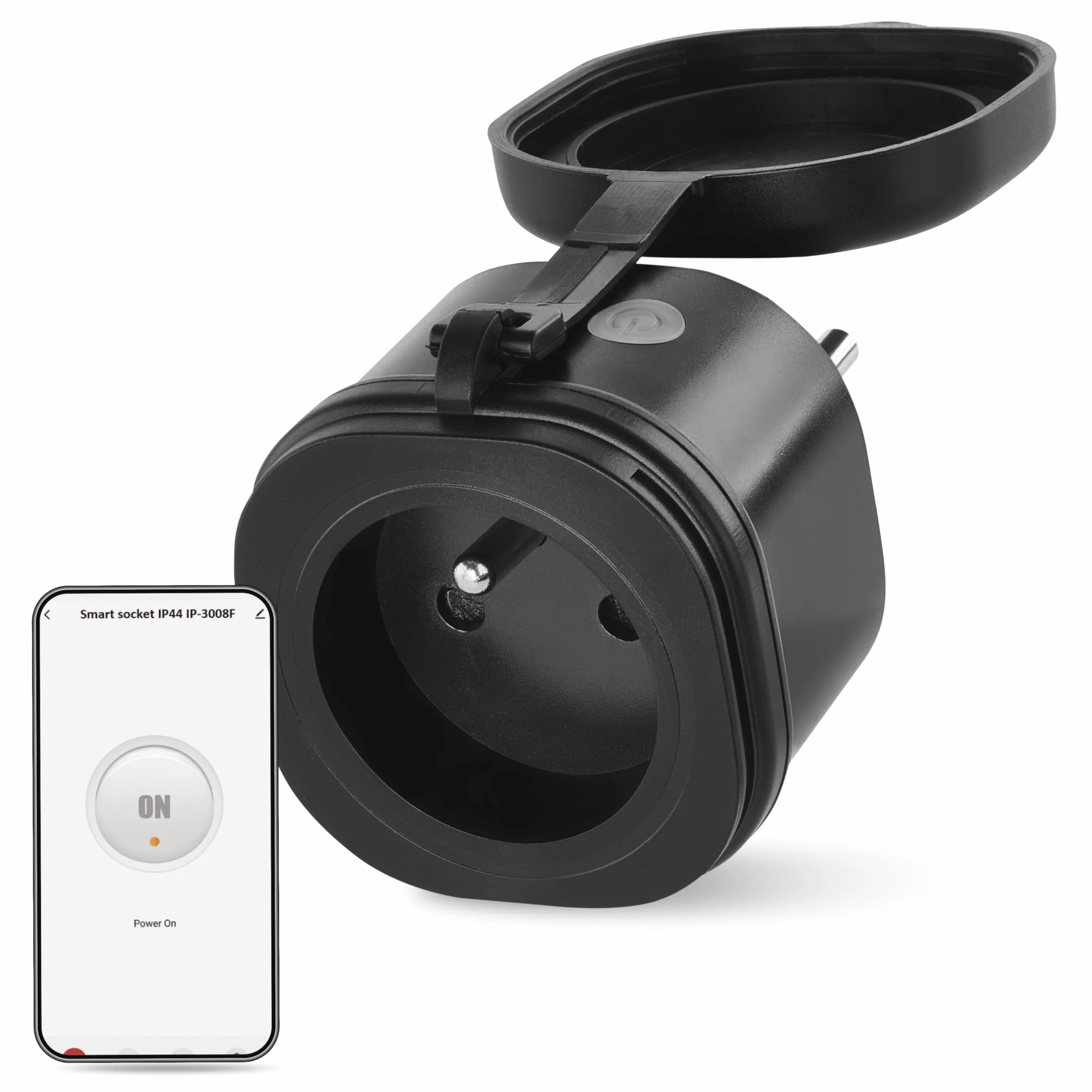 Zewnętrzne gniazdo EMOS GoSmart ZigBee 16A, inteligentne, 2,4 GHz z timerem i licznikiem energii elektr., IP44, sterowanie ręczne/aplikacja, kompatybilne z Amazon Alexa, Google Assistant, czarne