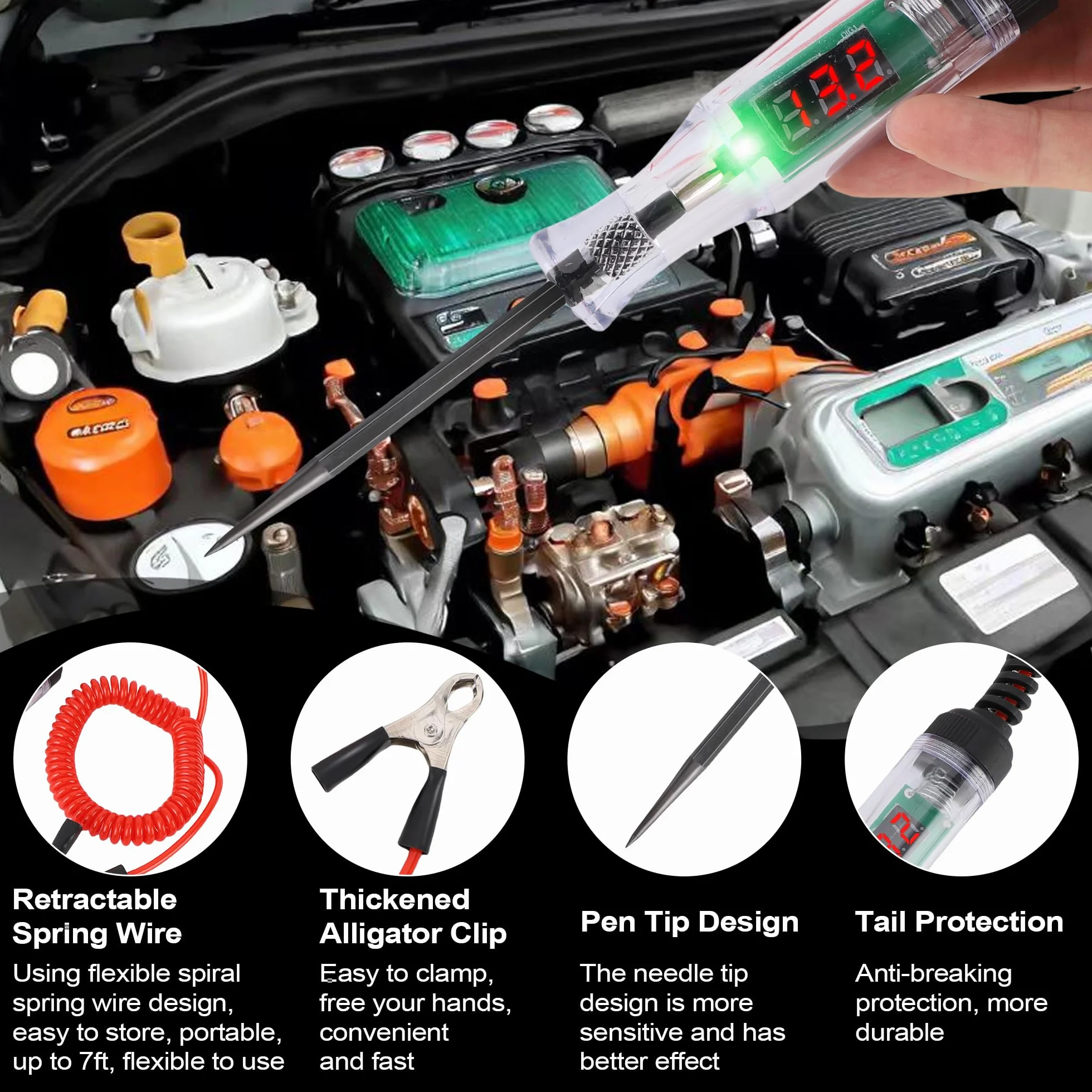 Tester obwodu samochodowego DC 3-36 V elektryczny tester izolacji