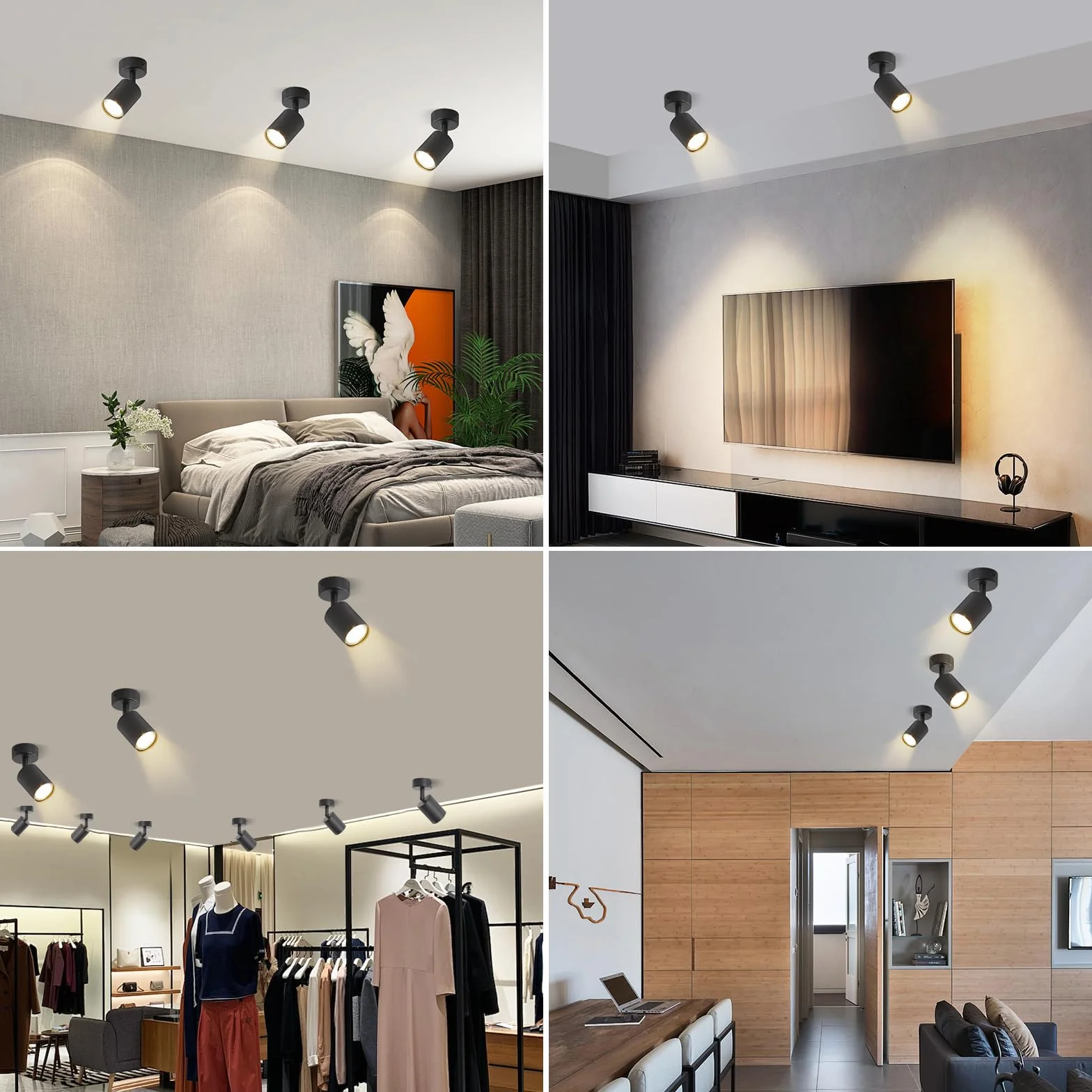 Homefire Lampa sufitowa 1 płomień do salonu: Nowoczesna lampa sufitowa GU10 okrągły reflektor czarna lampa kuchenna reflektor korytarz obrotowy reflektor ścienny do kuchni sypialni bez żarówki