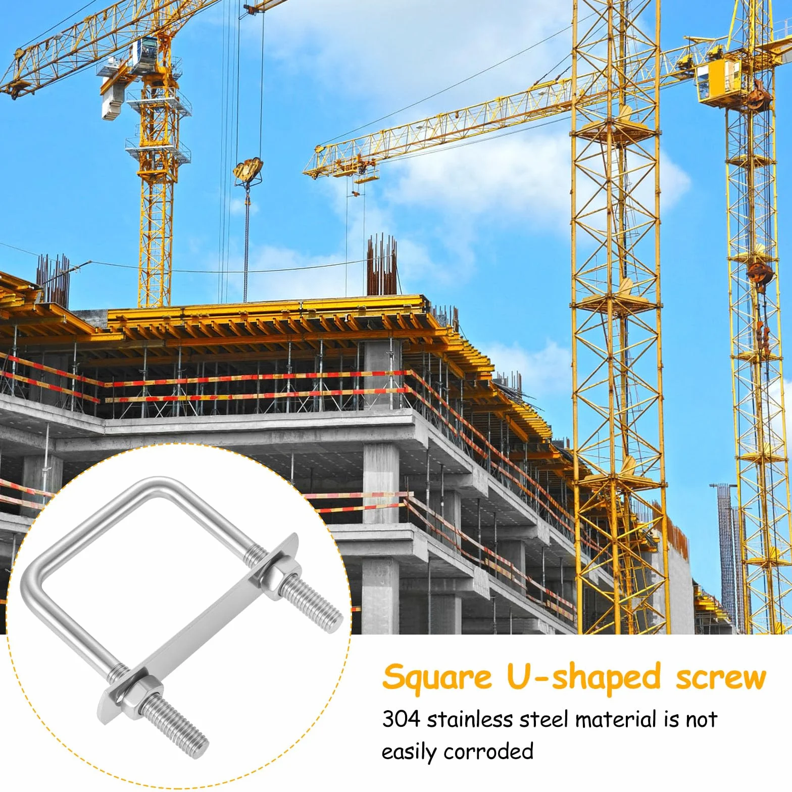 U Bolt M8 50x80 mm ze stali nierdzewnej, metalowe zaciski U z nakrętkami i podkładkami do mocowania rur