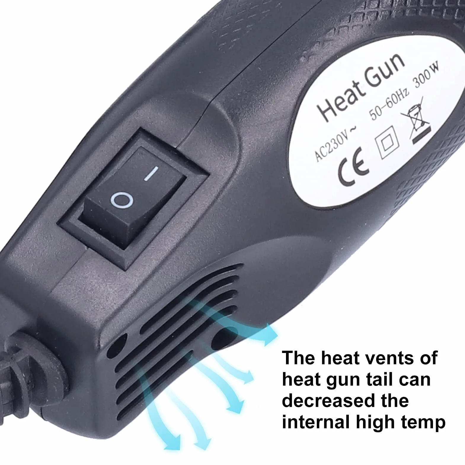 Mini Opalarka 300W ABS Shell 200 ℃ Ręczny Gorący Wiatrówka dla Majsterkowiczów do Ogrzewania Folii Termokurczliwej Tłoczona Pieczątka Proszkowa(European standard 230V)