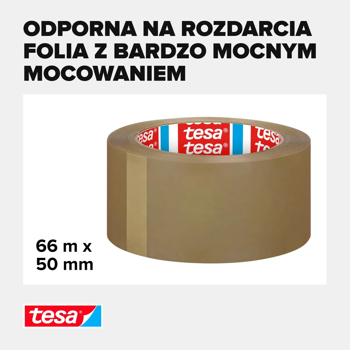 tesapack eco & ultra strong taśma do paczek - taśma samoprzylepna z materiału pochodzącego z recyklingu - bezpiecznie zakleja paczki o wadze do 30 kg - 1 rolka 50 m x 50 mm