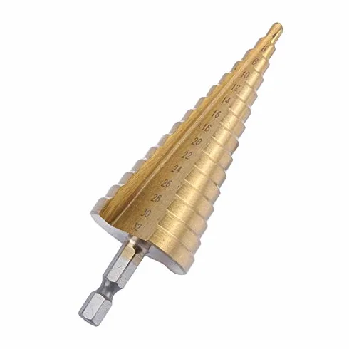 Wiertło stopniowe, wiertło stożkowe HSS, 4-32 mm, azotowany tytanem, rowek spiralny sześciokątny, wiertło do obierania materiałów, w tym stali, mosiądzu, drewna, tworzywa sztucznego