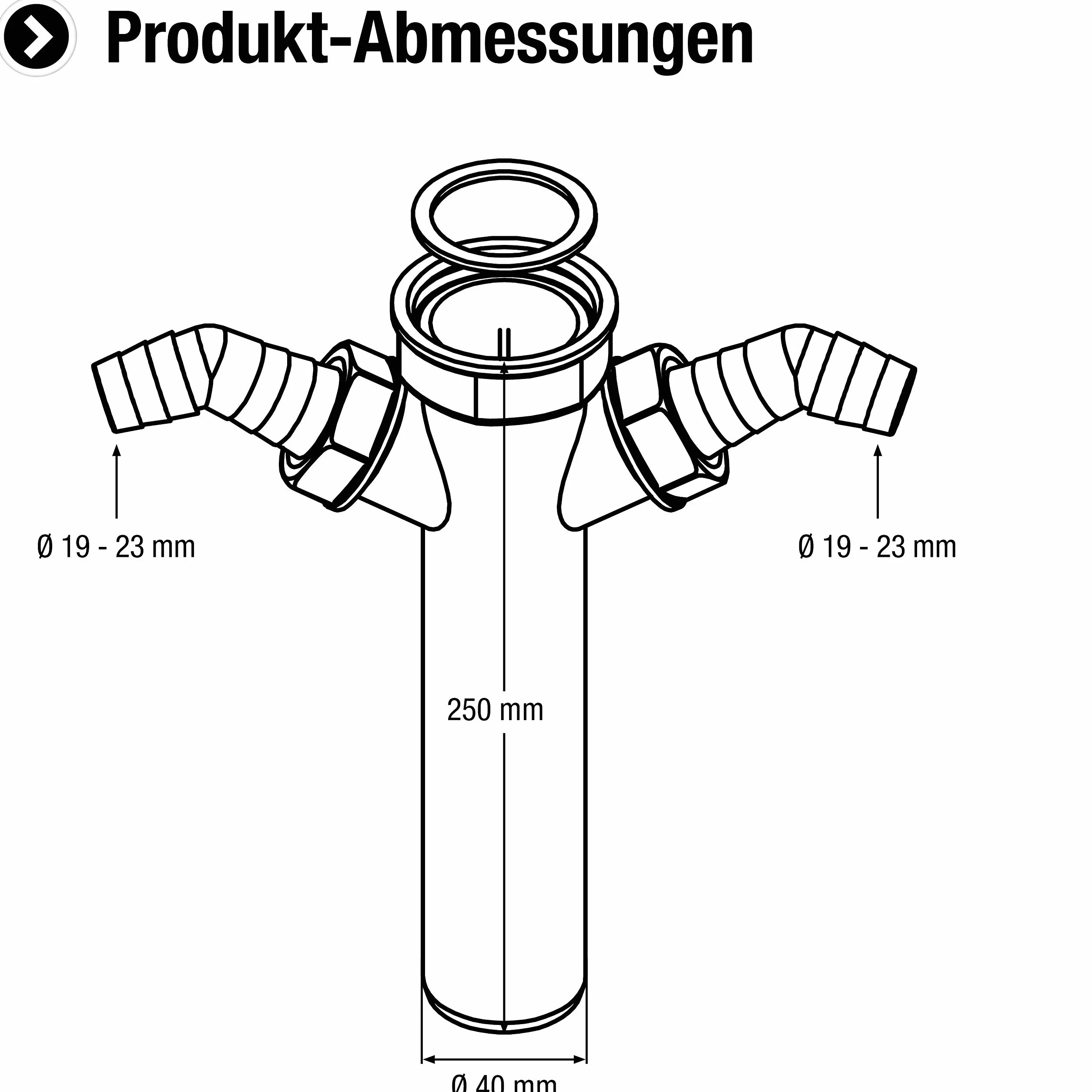 Cornat Rura regulacyjna z recyklingu 1 1/2 cala x 40 mm 250 mm z dwoma przyłączami Made in Germany