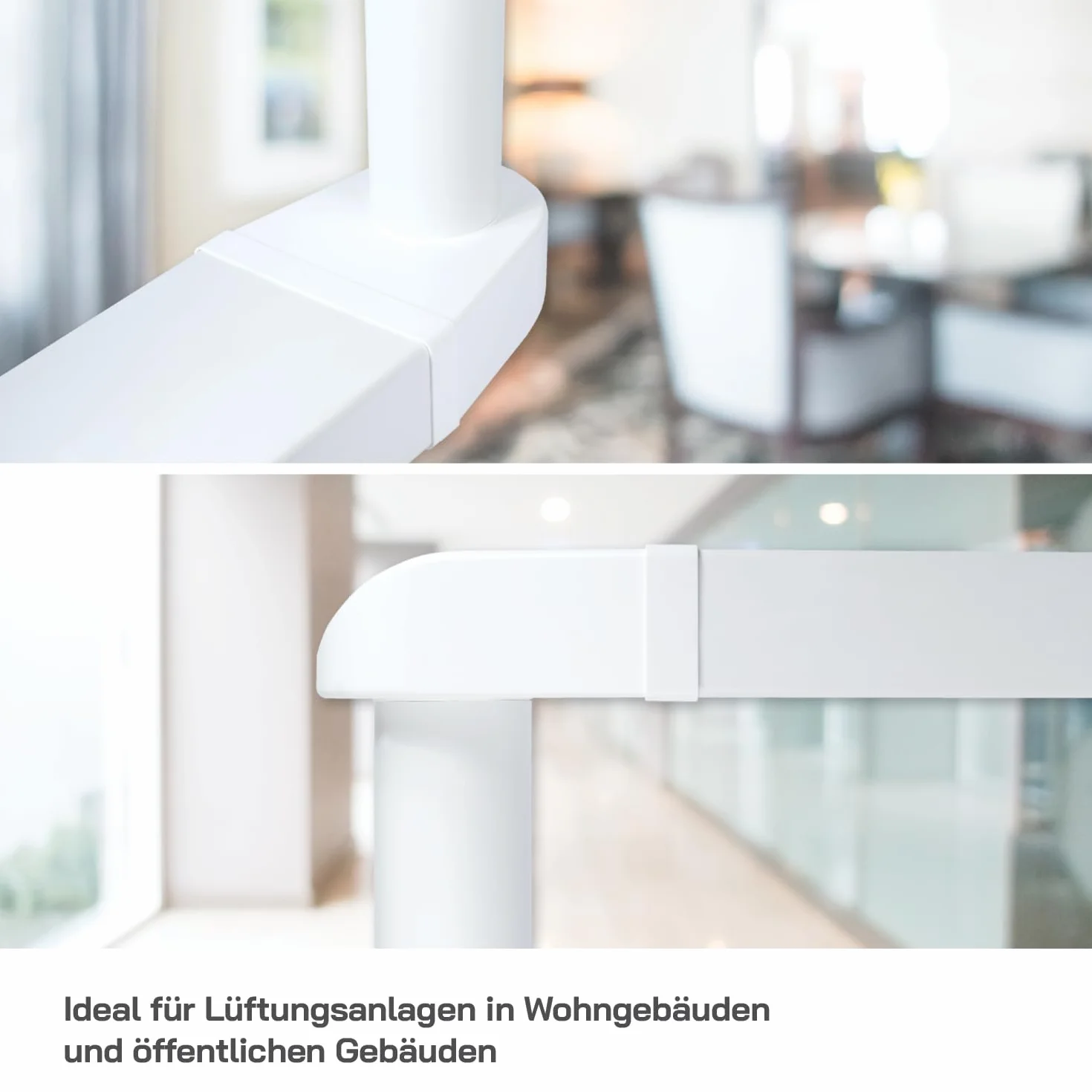 Vent Systems 220 x 55 mm do Ø 100 mm, adapter kątowy 90° – białe tworzywo sztuczne łącznik rurowy prostokątny do okrągłego – odporny na wysokie temperatury, hermetyczne przejście do kuchni, łazienki