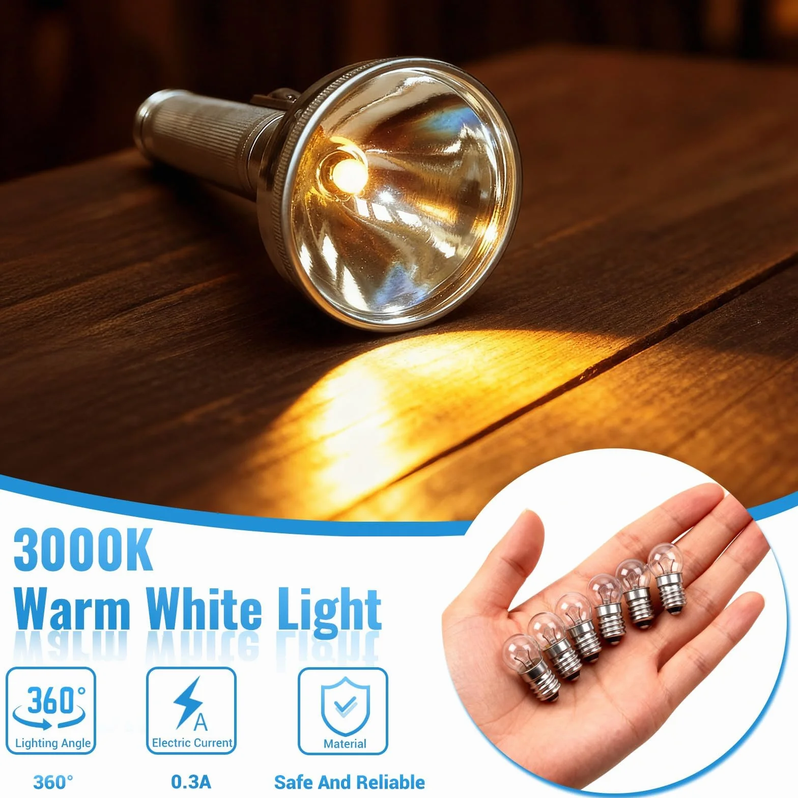Caldarax Zestaw 10 mini żarówek E10 DC 2,5 V 0,3 A ciepła biel 3000 K