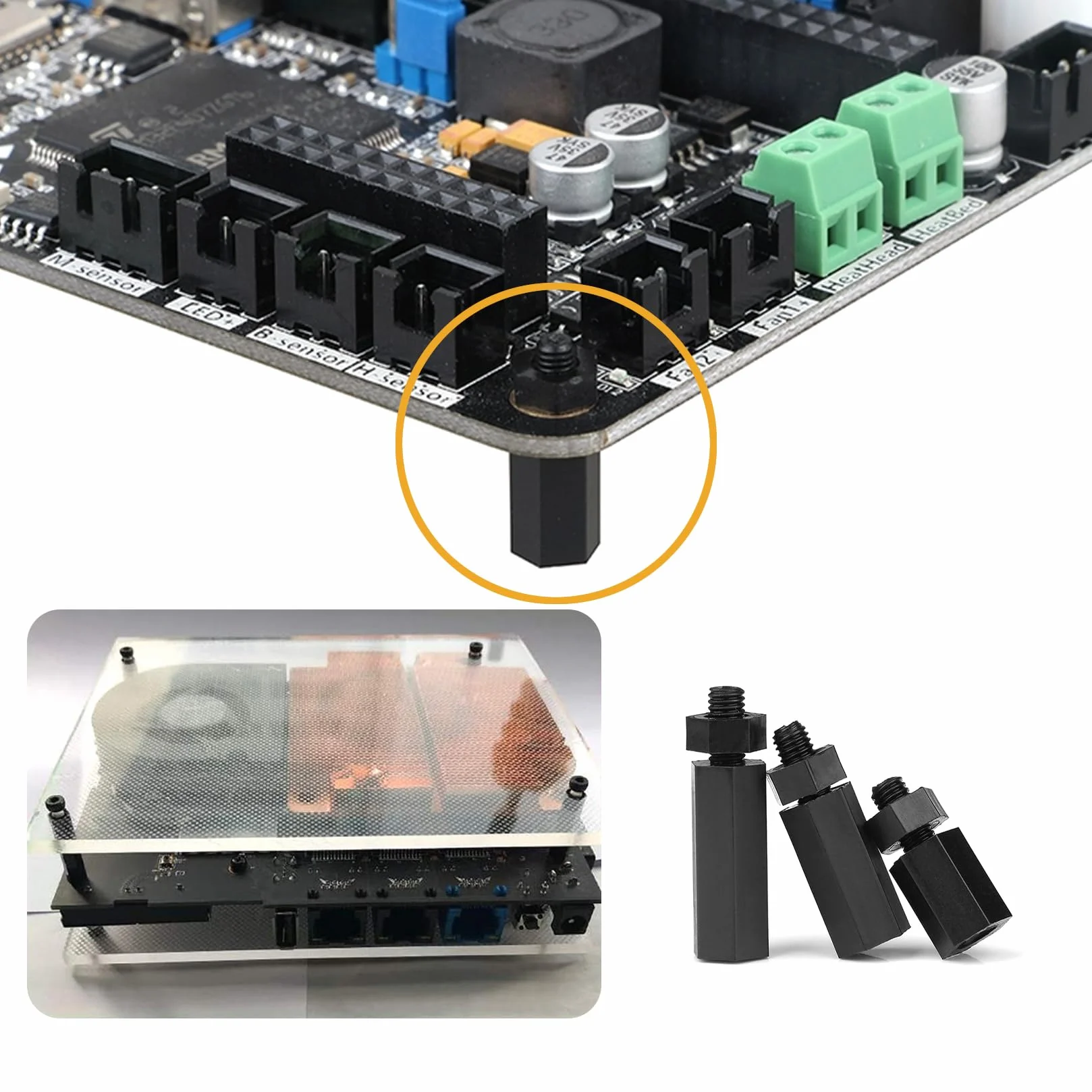 Zestaw 335 sztuk nylonowych nakrętek M2,5, czarne, nylonowe, dystansowe, dla mężczyzn i kobiet, płytki PCB, elementy dystansowe, tworzywo sztuczne, śruby krzyżowe