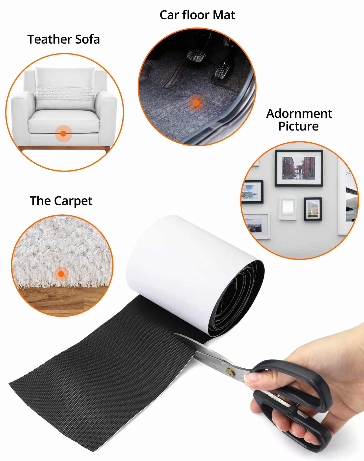 QWORK® Samoprzylepna taśma rzepowa Extra Strong - 11cm x 2M - Nylonowa taśma rzepowa nadająca się do cięcia do mocowania poduszek na kanapie, dywanów, pedałów gitarowych, zarządzania kablami
