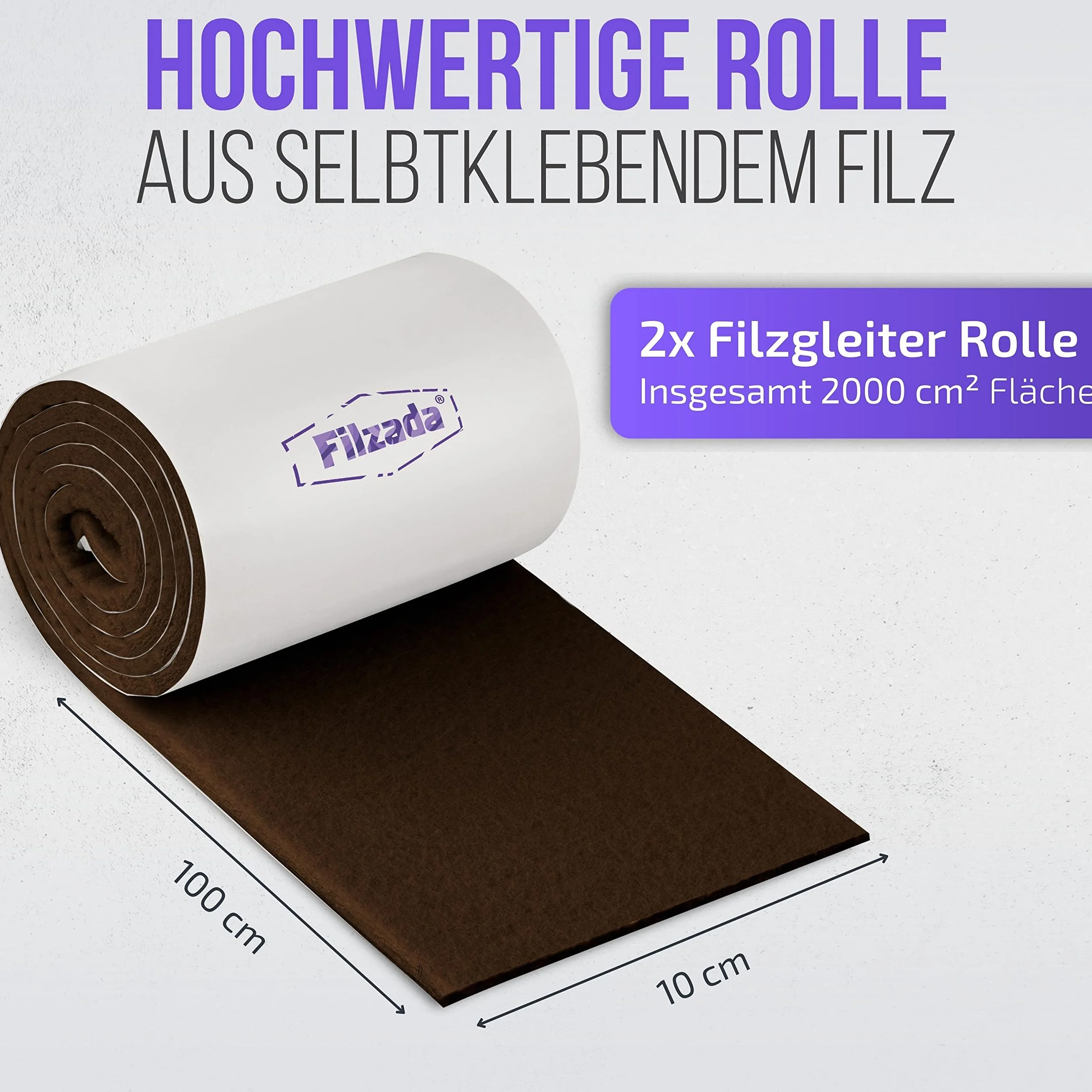 Filzada 2x Filcowe podkładki samoprzylepne Rolka 100 x 10 cm Brązowy