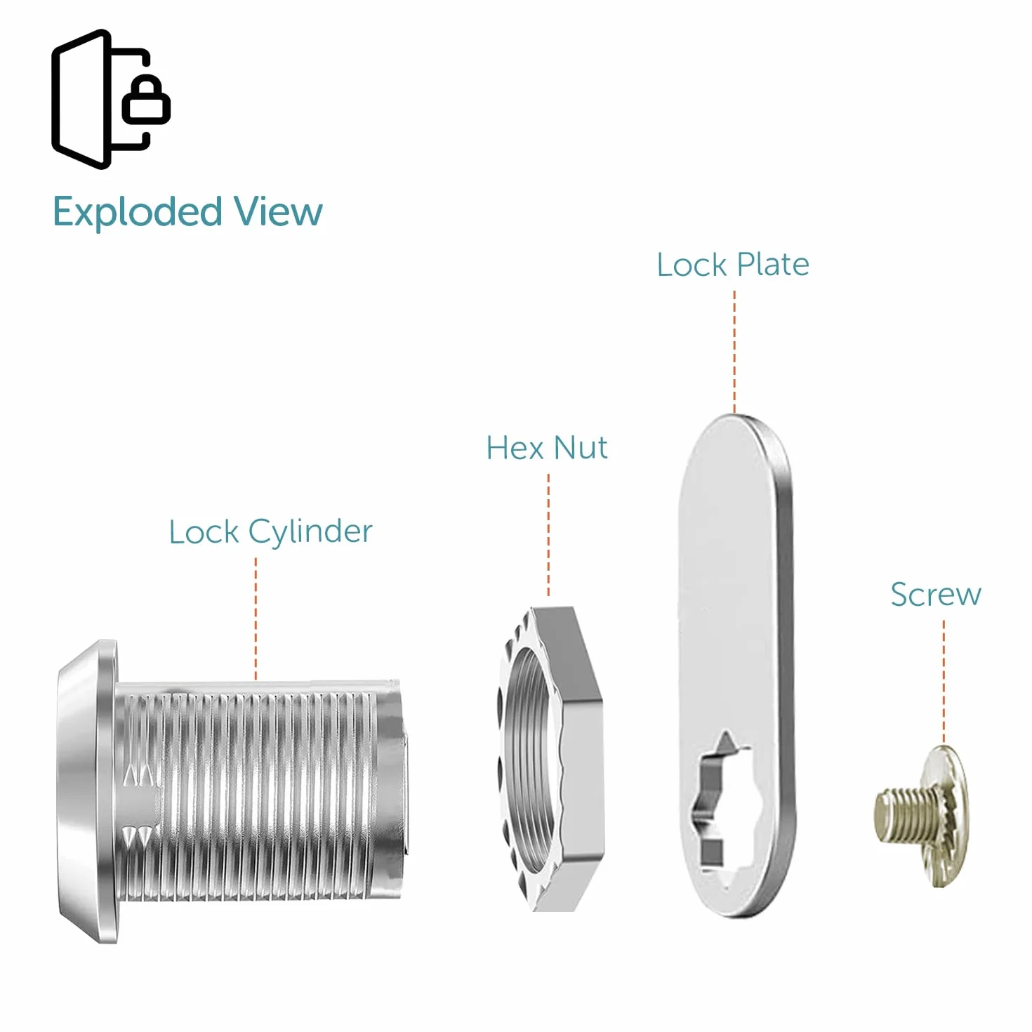 Shinfly Zamek do Skrzynki na Listy 20 mm - 5 Elementów, 4 Klucze