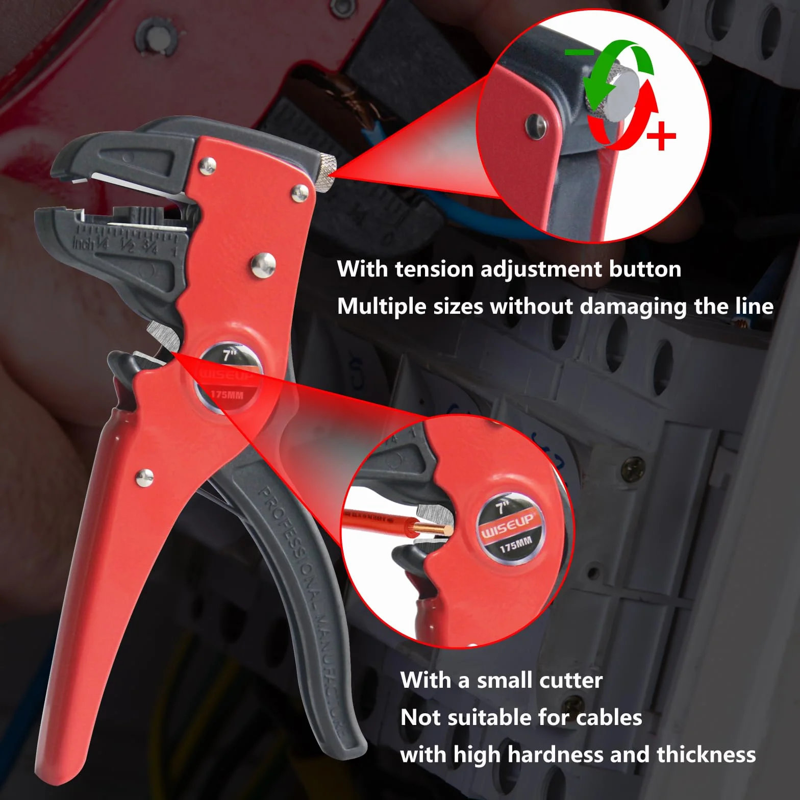 WISEUP Automatyczne narzędzie do szybkiego ściągania izolacji i obcinacze do drutu i kabli elektrycznych, szczypce orła (18 cm)