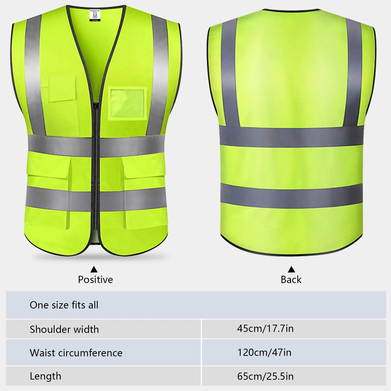 Odblaskowa kamizelka bezpieczeństwa, (2 szt.) wysoka widoczność Hi Vis Viz, kamizelki kurtka unisex kamizelka dla bezpieczeństwa i sytuacji awaryjnych, 5 kieszeni i zamek błyskawiczny z