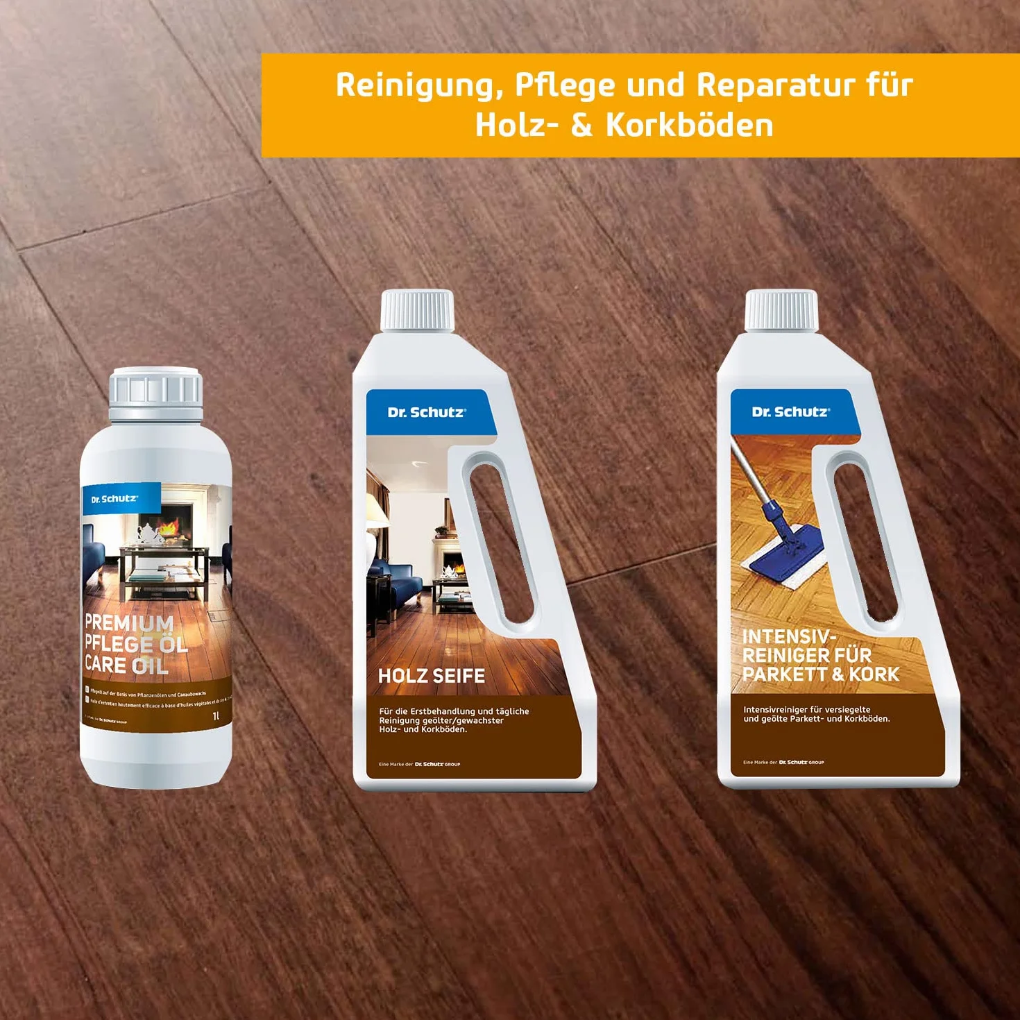 Dr. Schutz H2Oil olej do parkietu na bazie wody, 750 ml, jedwabiście matowy wygląd, odświeżenie wszystkich olejowanych podłóg drewnianych i parkietu, podłogi korkowej, optymalna ochrona, pielęgnacja