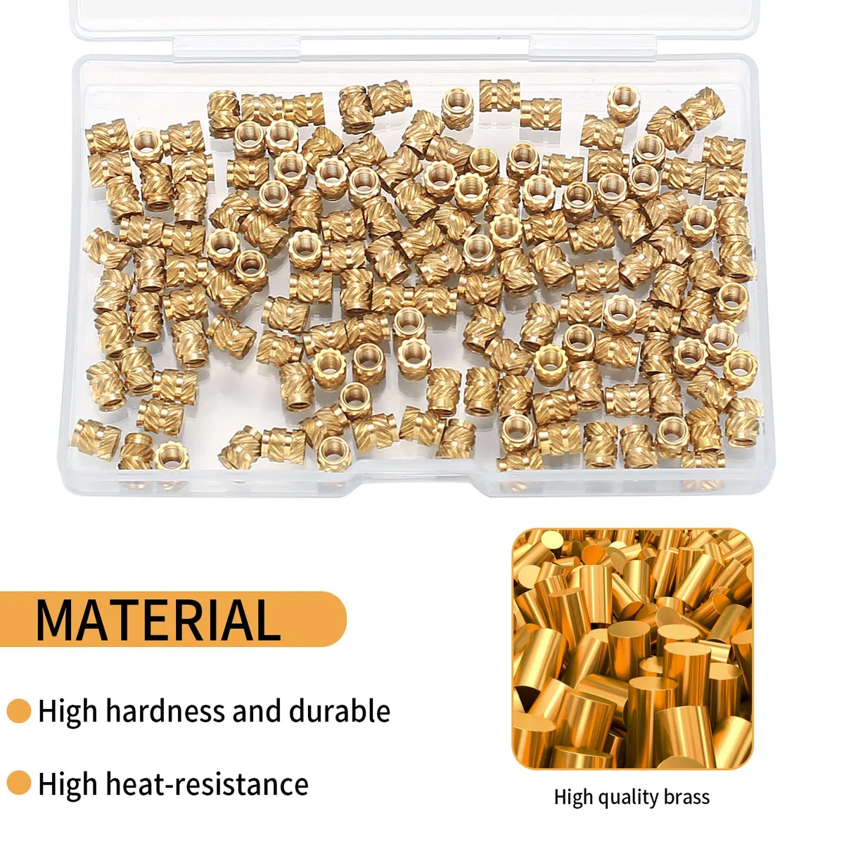 150 sztuk wkładów gwintowych, nakrętek wpięciowych M3x5,7x4,6, mosiężnych nakrętek żłobkowanych, wkładów gwintowych do drukarek 3D do części plastikowych.