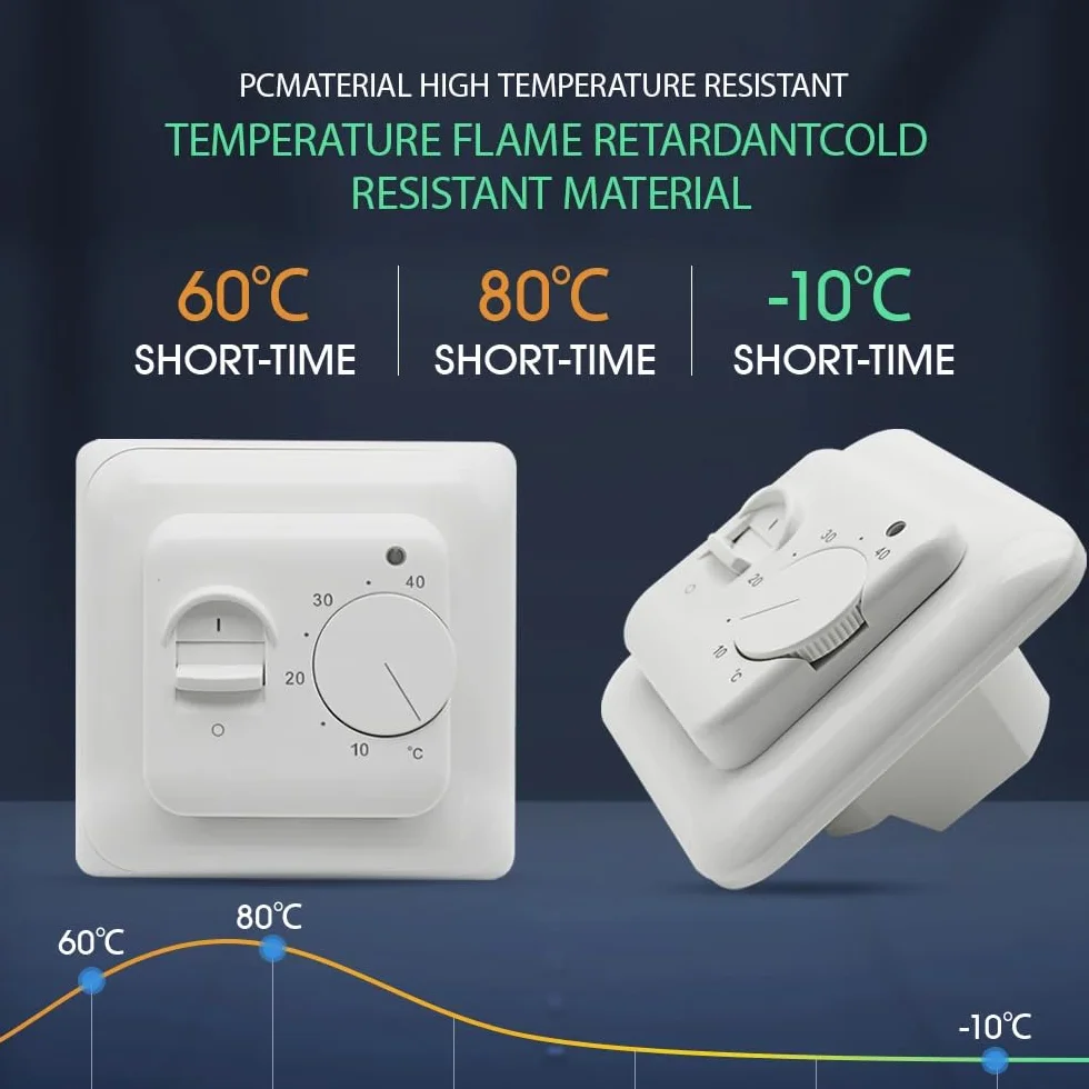 DollaTek Domowe termostaty nieprogramowalne ogrzewanie elektryczne termostat r?czny sprz?t pod?ogowy czujnik pod?ogowy 230V-240V AC 16A 4-przewodowy