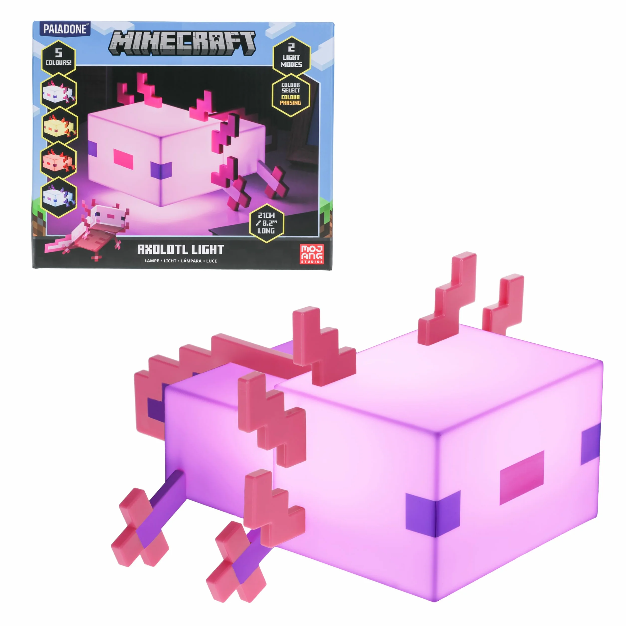 Lampa Minecraft Axolotl z 5 trybami kolorów, zasilanie bateryjne