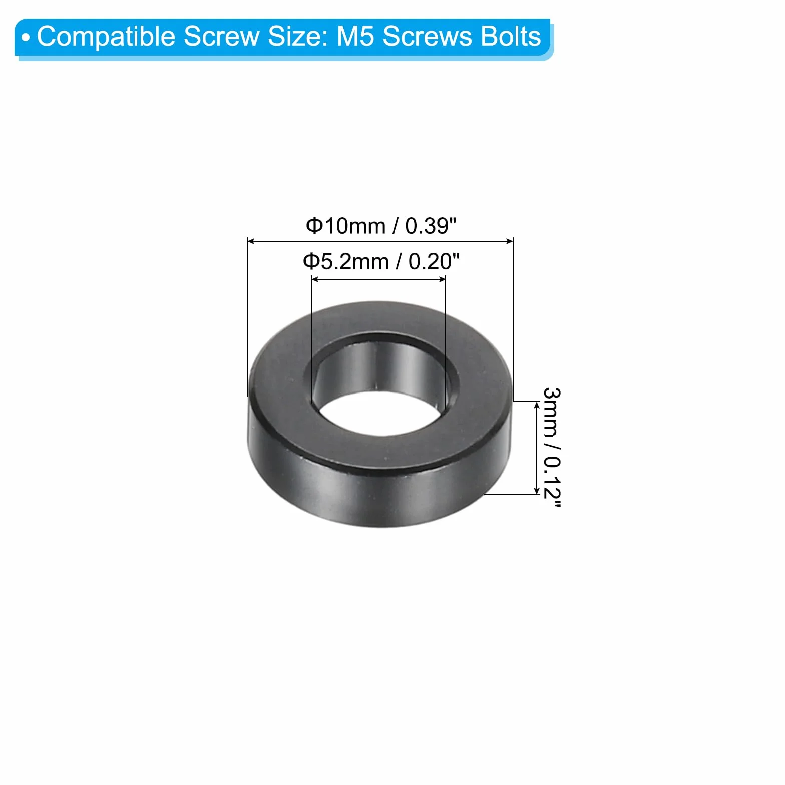 PATIKIL Aluminiowe podkładki dystansowe M5 6 szt. 5,2 mm x 10 mm x 3 mm