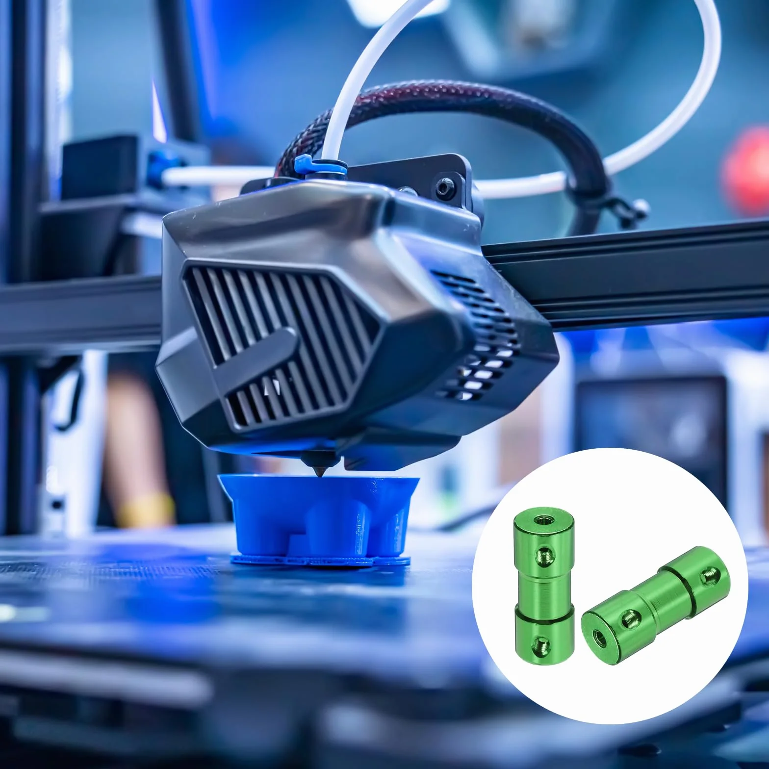 QUARKZMAN 2,3 mm do 3 mm otwór sztywny sprzęgło, długość 25 mm, długość 10 mm Dia M3, złącze wału, stop aluminium, do drukarek 3D, zielone, z 6 szt. Para, 24 śruby, 2 klucze
