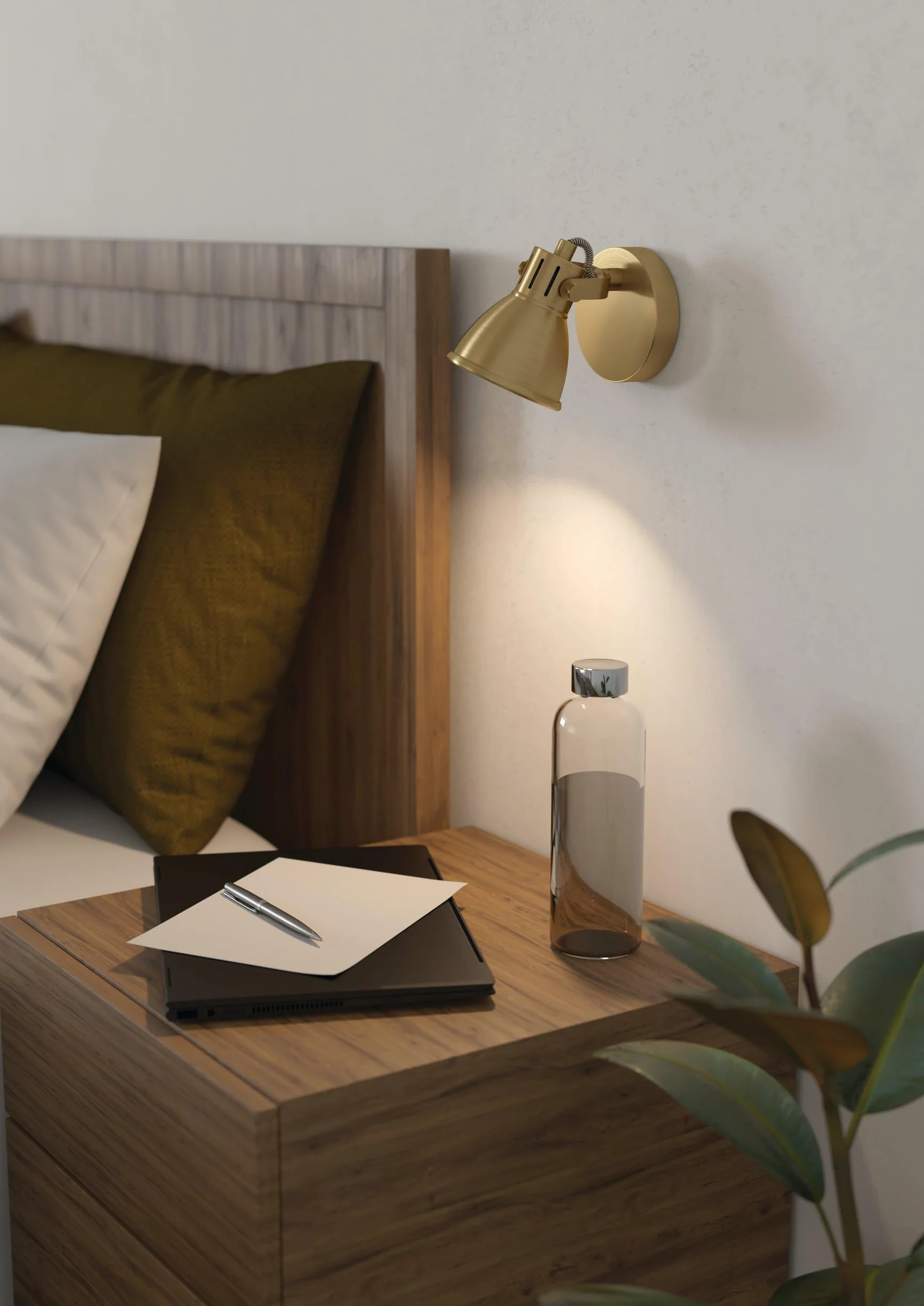 EGLO Lampa Ścienna Seras Kinkiet z Odchylanym Spotem GU10 Szczotkowany Mosiądz