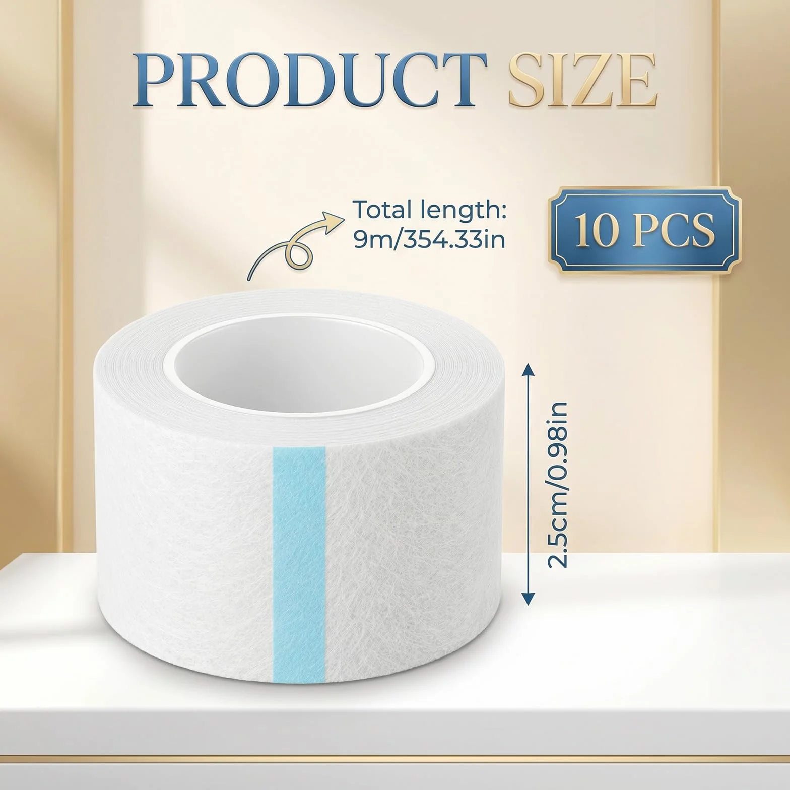 10 rolek taśmy Micropore, 2,5 cm x 9,1 m, medyczna taśma klejąca, plaster samoprzylepny, oddychający bandaż, taśma mikroporowa do pielęgnacji ran, uprawiania sportu i przedłużania rzęs