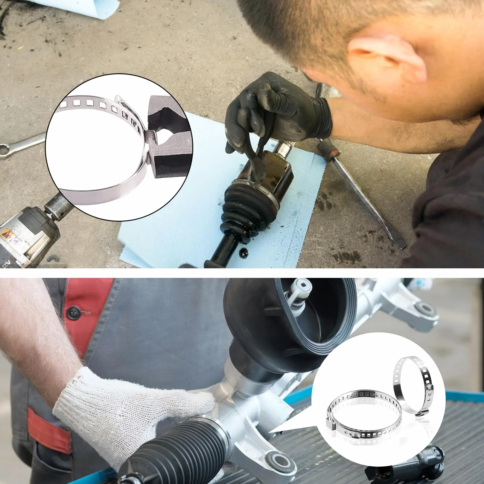 12 sztuk uniwersalnych osłon przegubów CV, zestaw opasek ze stali nierdzewnej, 25-50mm & 50-120mm Regulowane stalowe opaski zaciskowe, osłona CV do rur napędowych w samochodach